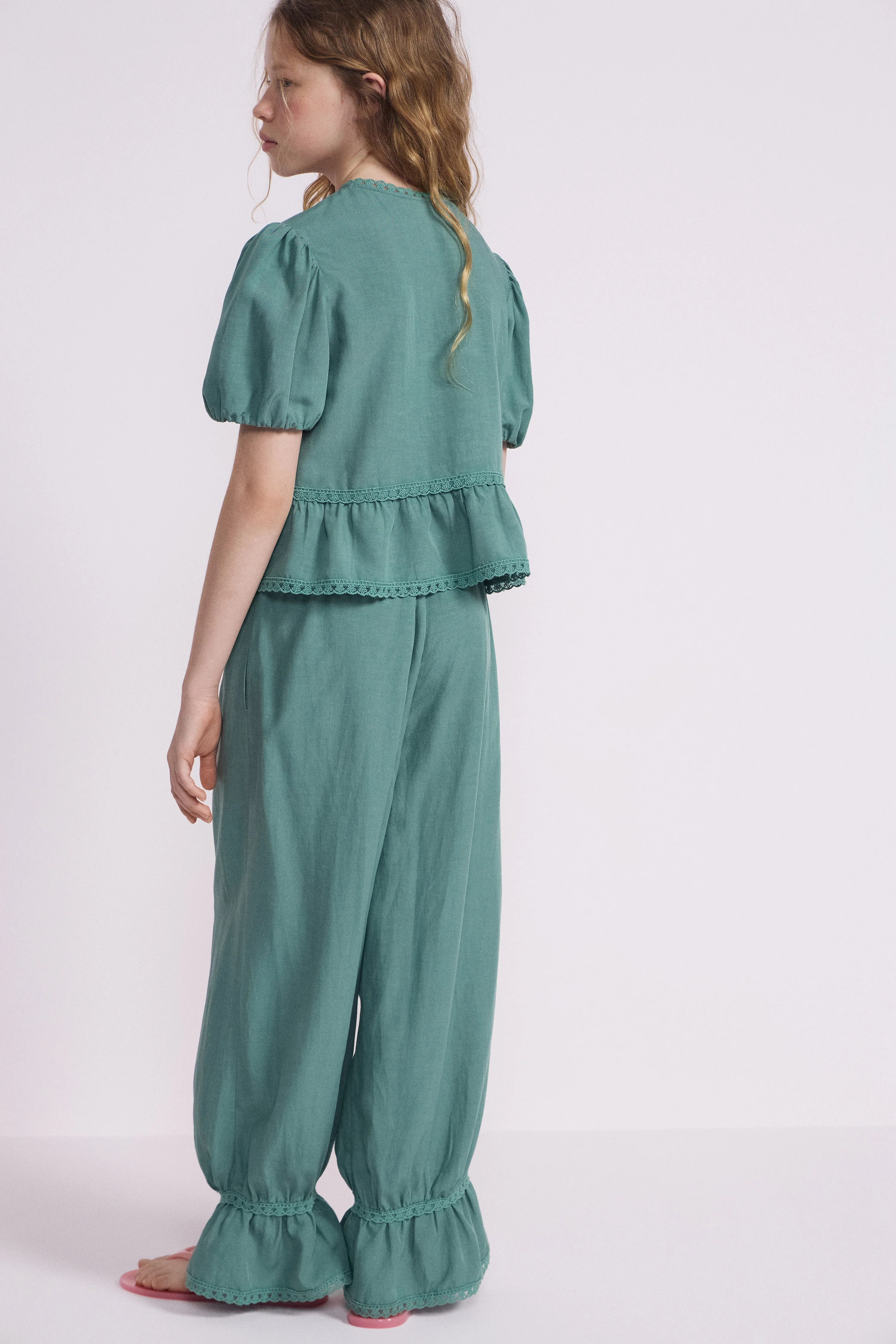 LACE-DETAILED VISCOSE-LINEN BLOUSE - Image 4