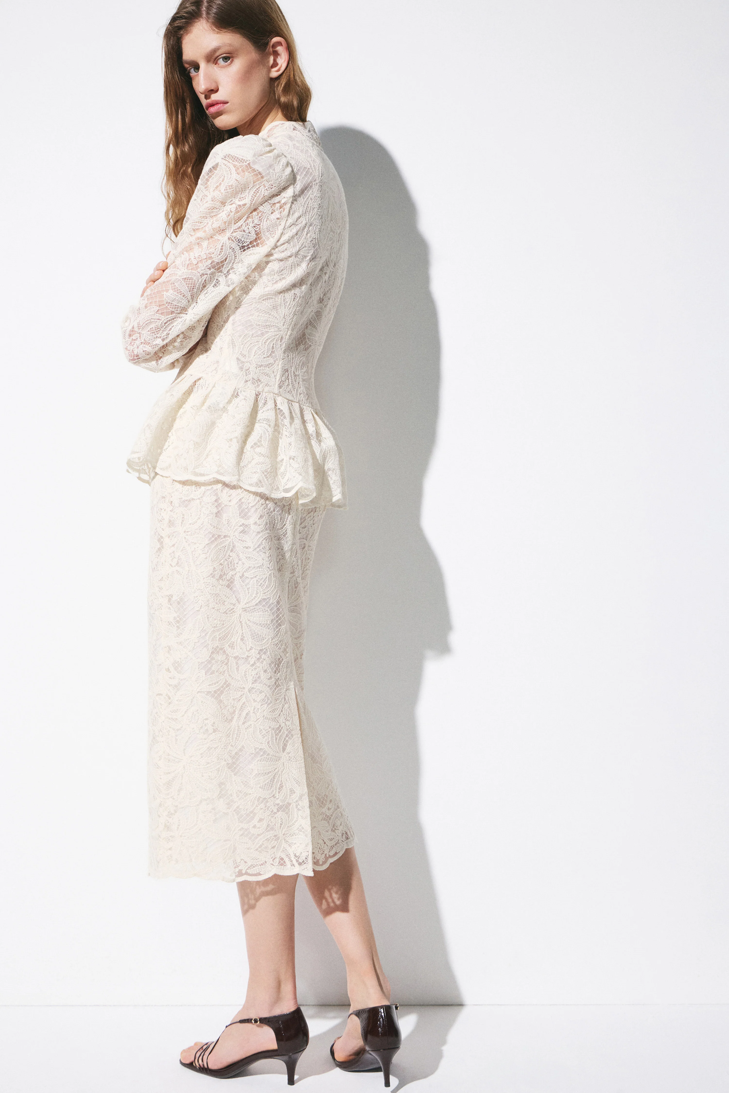 LACE-TRIMMED COTTON MIDI SKIRT - Image 4