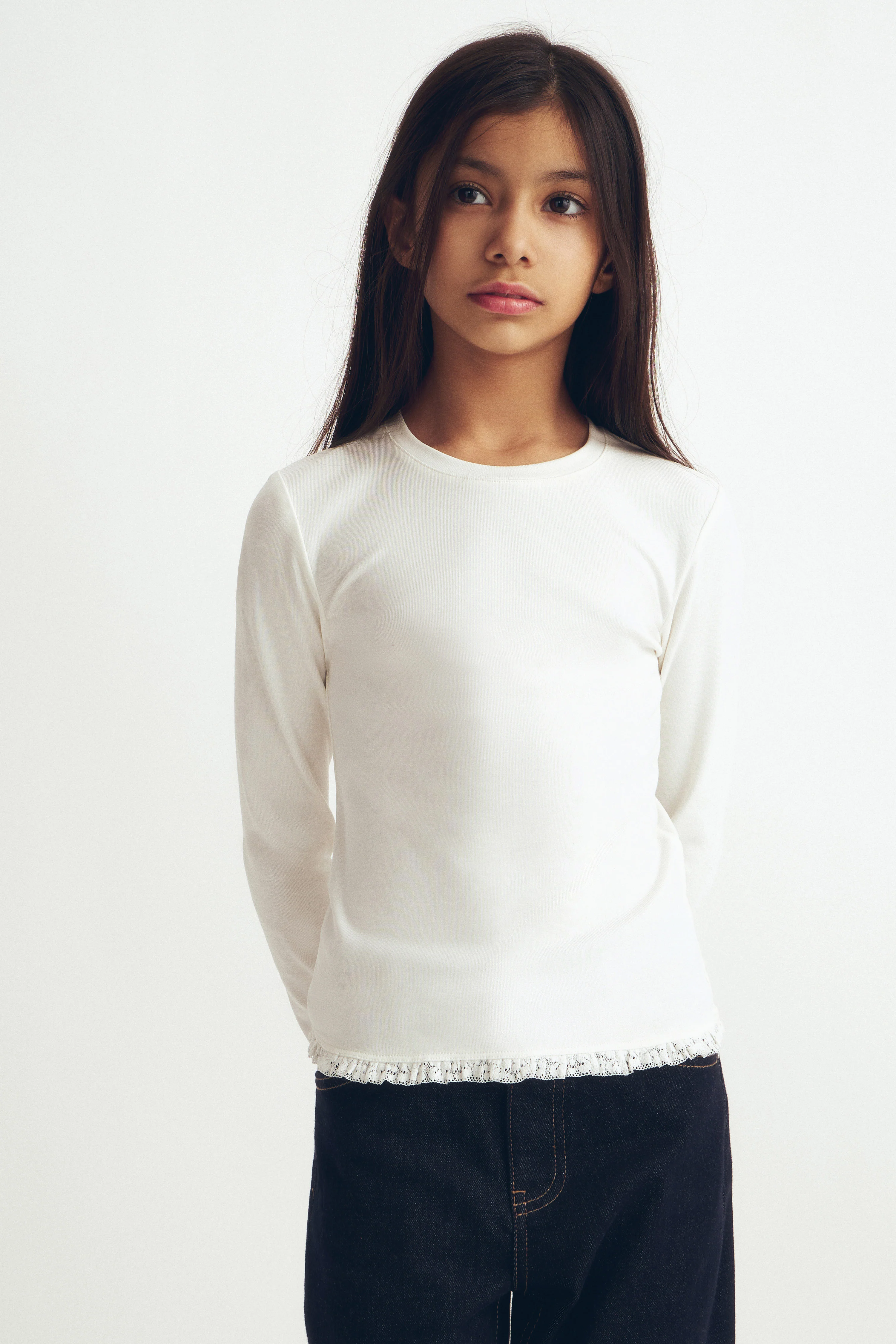 LACE-TRIMMED LONG-SLEEVED TOP - Image 2