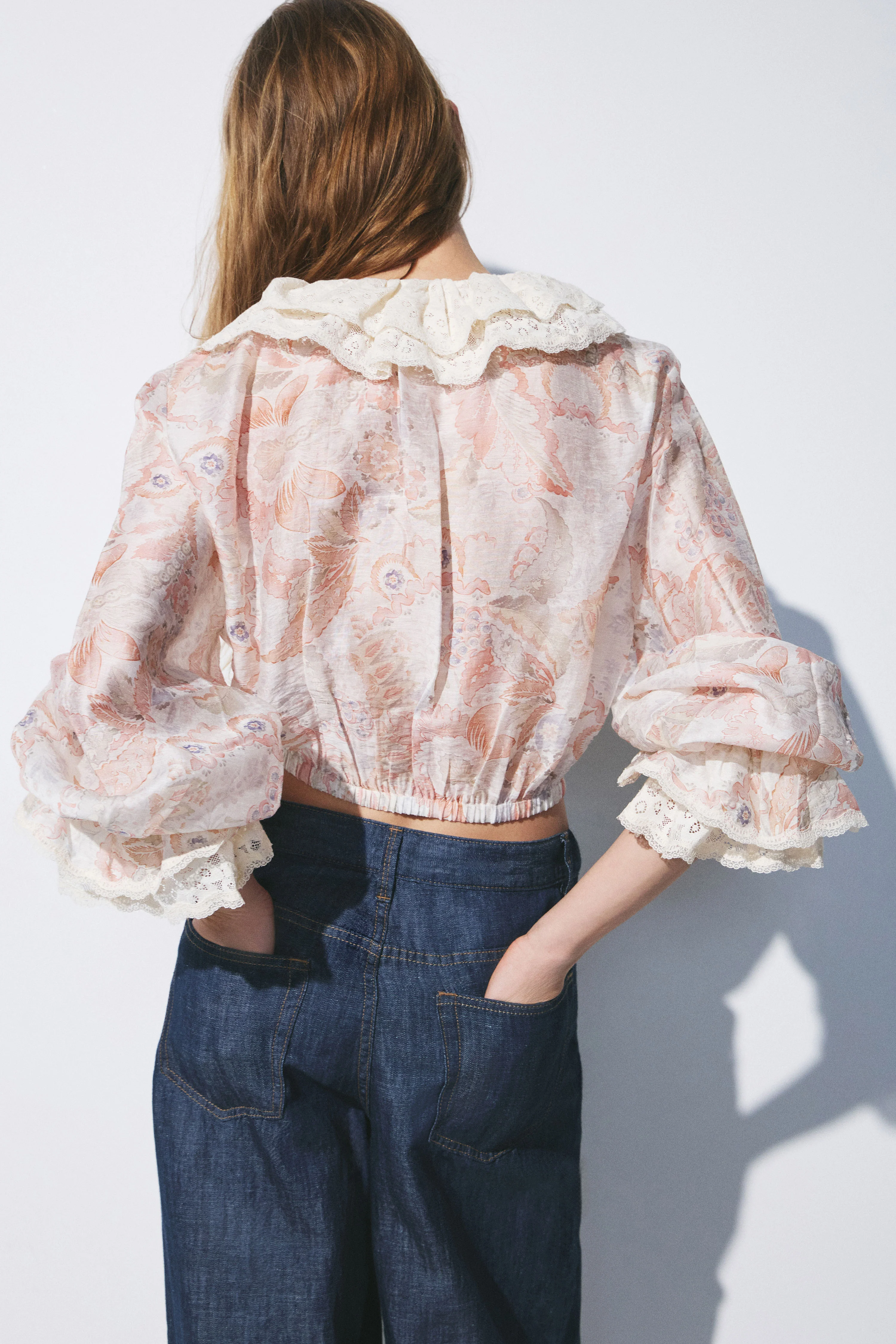 LACE-TRIMMED LYOCELL-LINEN BLOUSE - Image 5