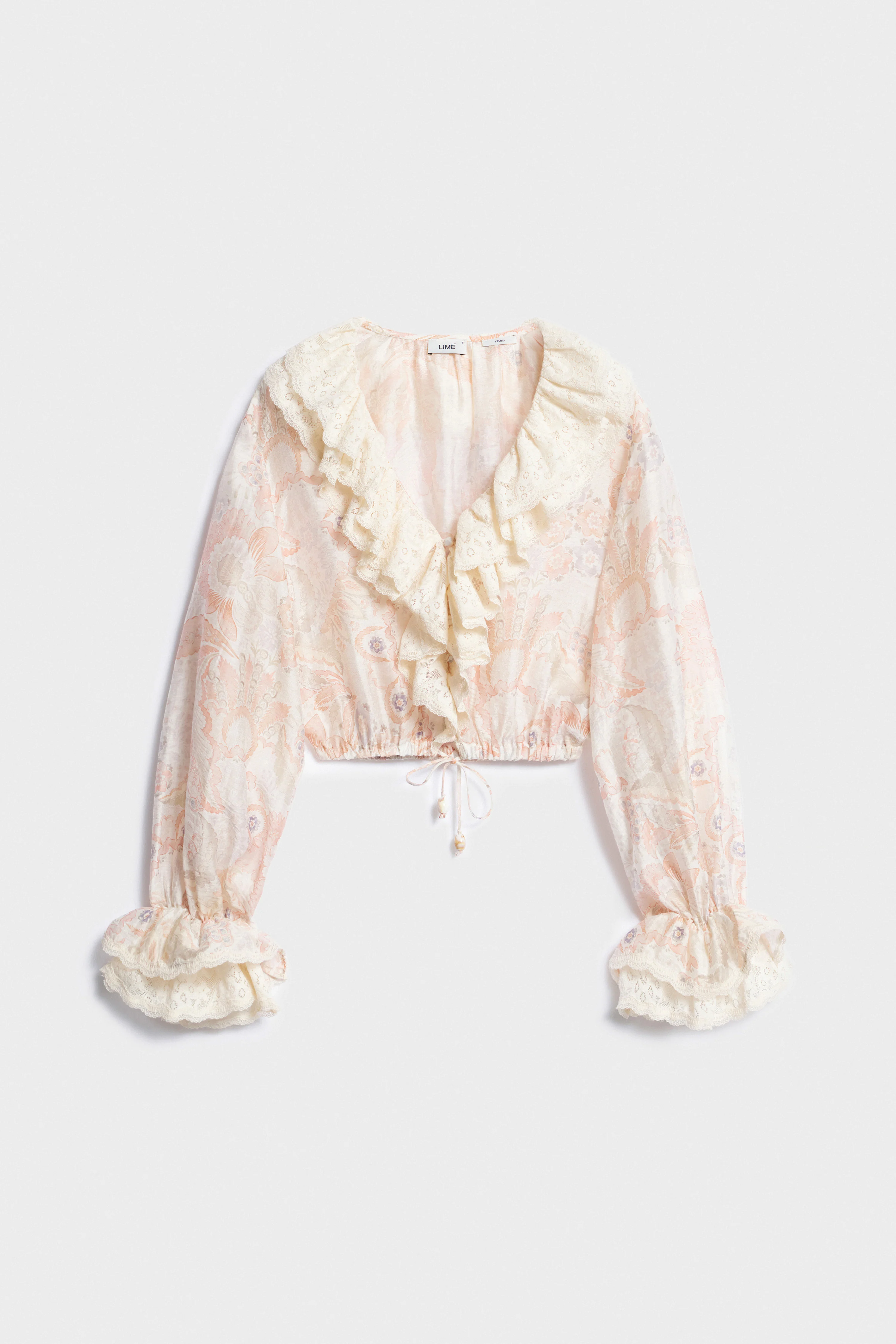 LACE-TRIMMED LYOCELL-LINEN BLOUSE - Image 6