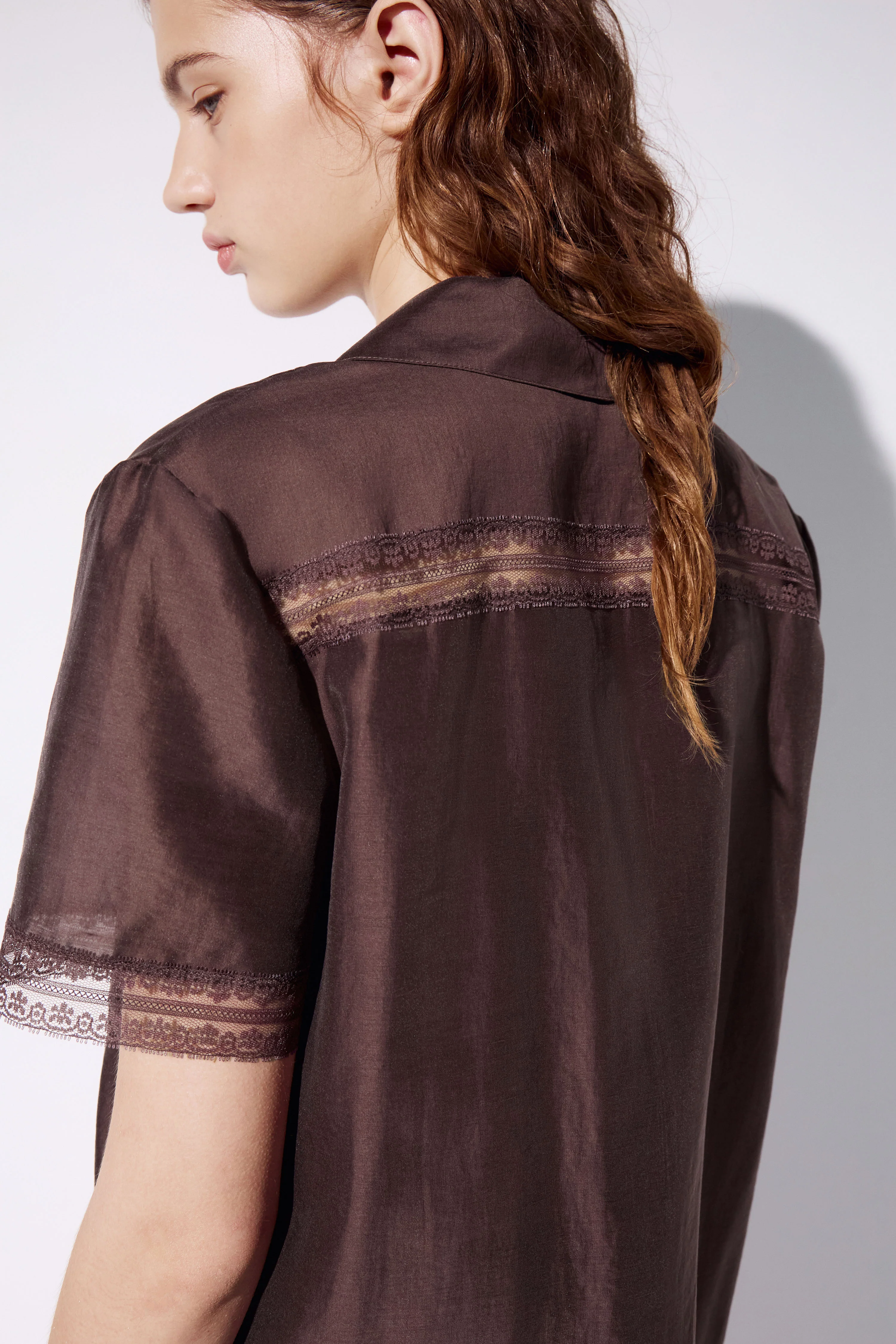 LACE-TRIMMED LYOCELL SHIRT - Image 3