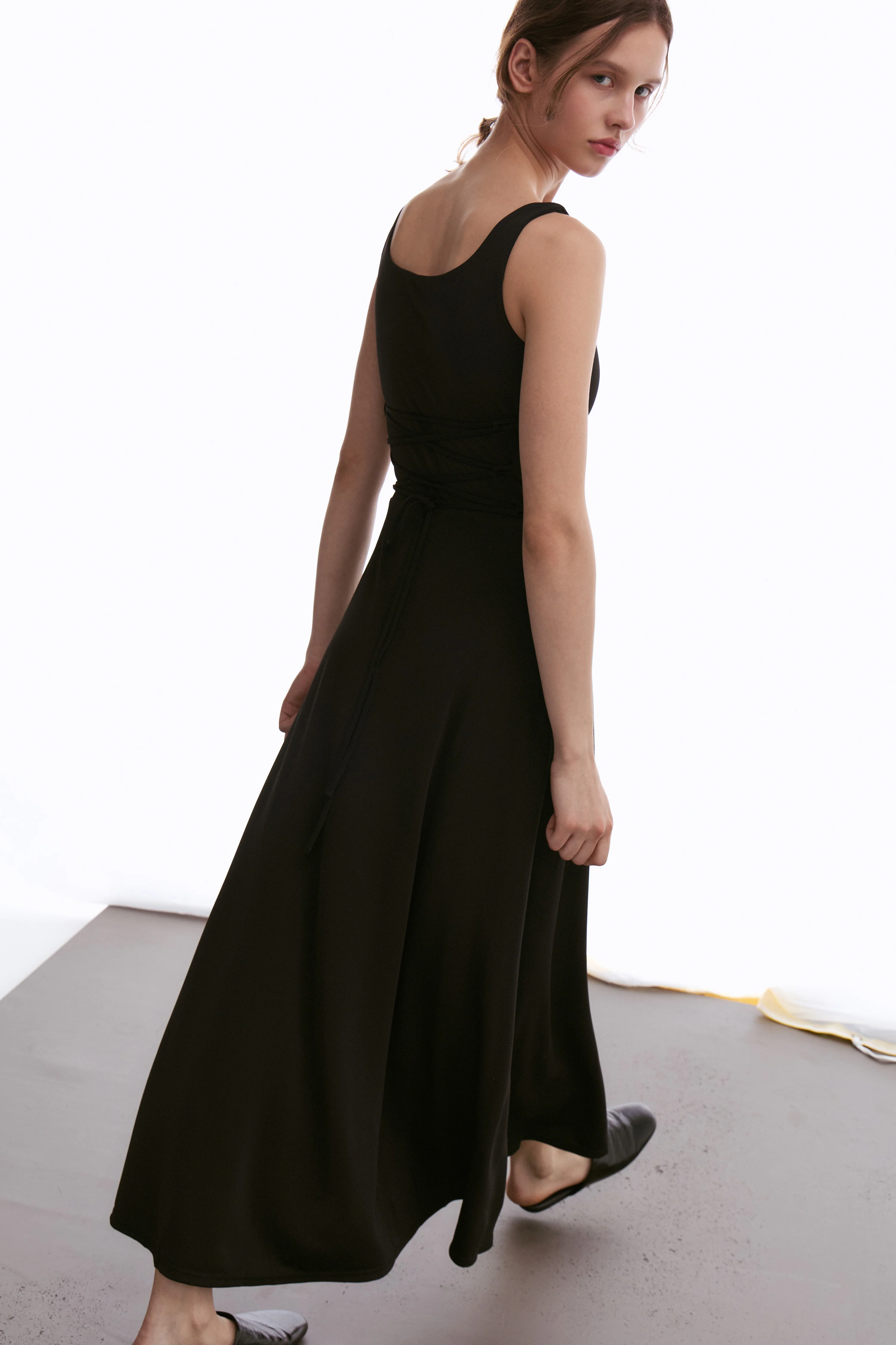 LACING-DETAIL JERSEY DRESS