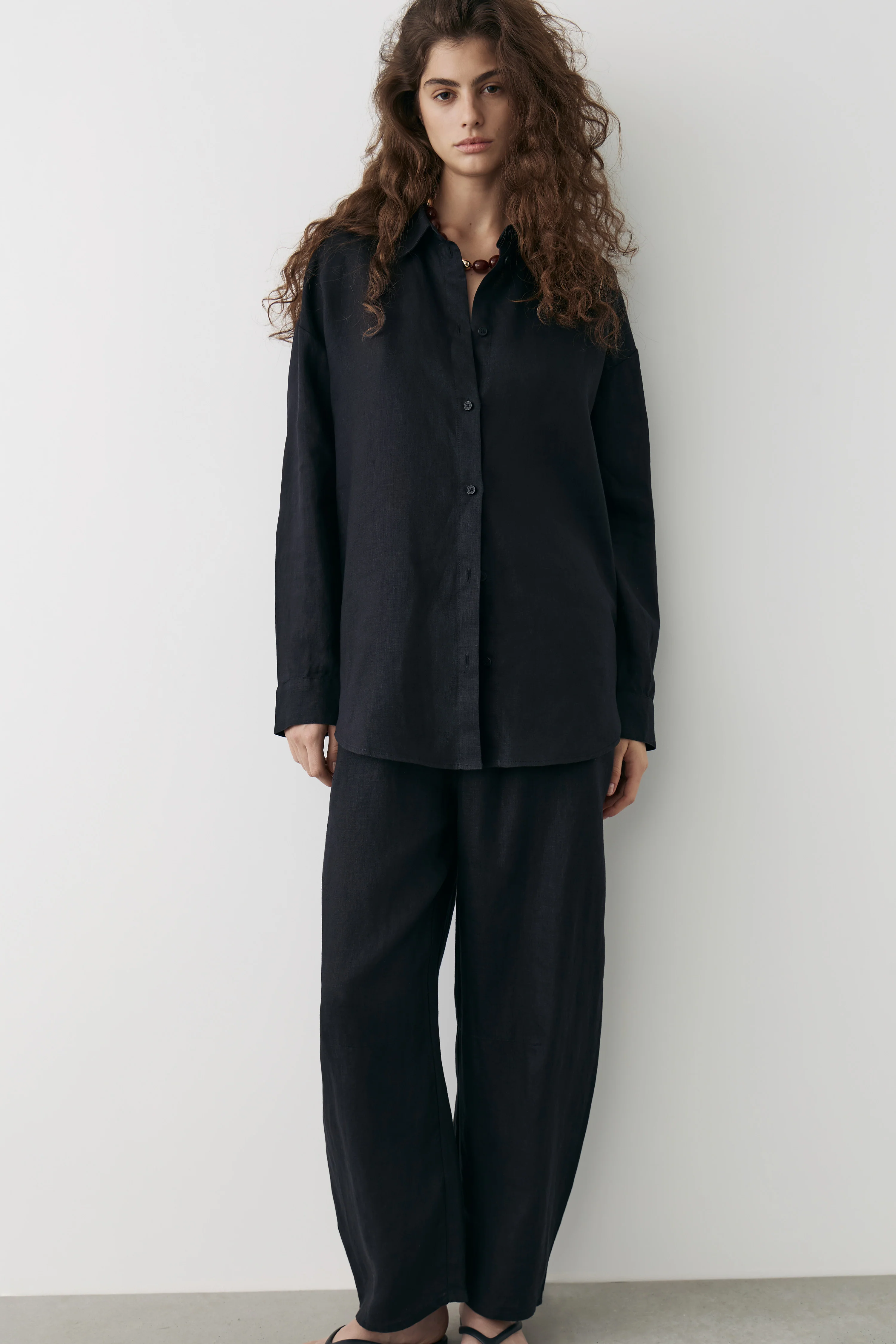 LINEN BAGGY TROUSERS