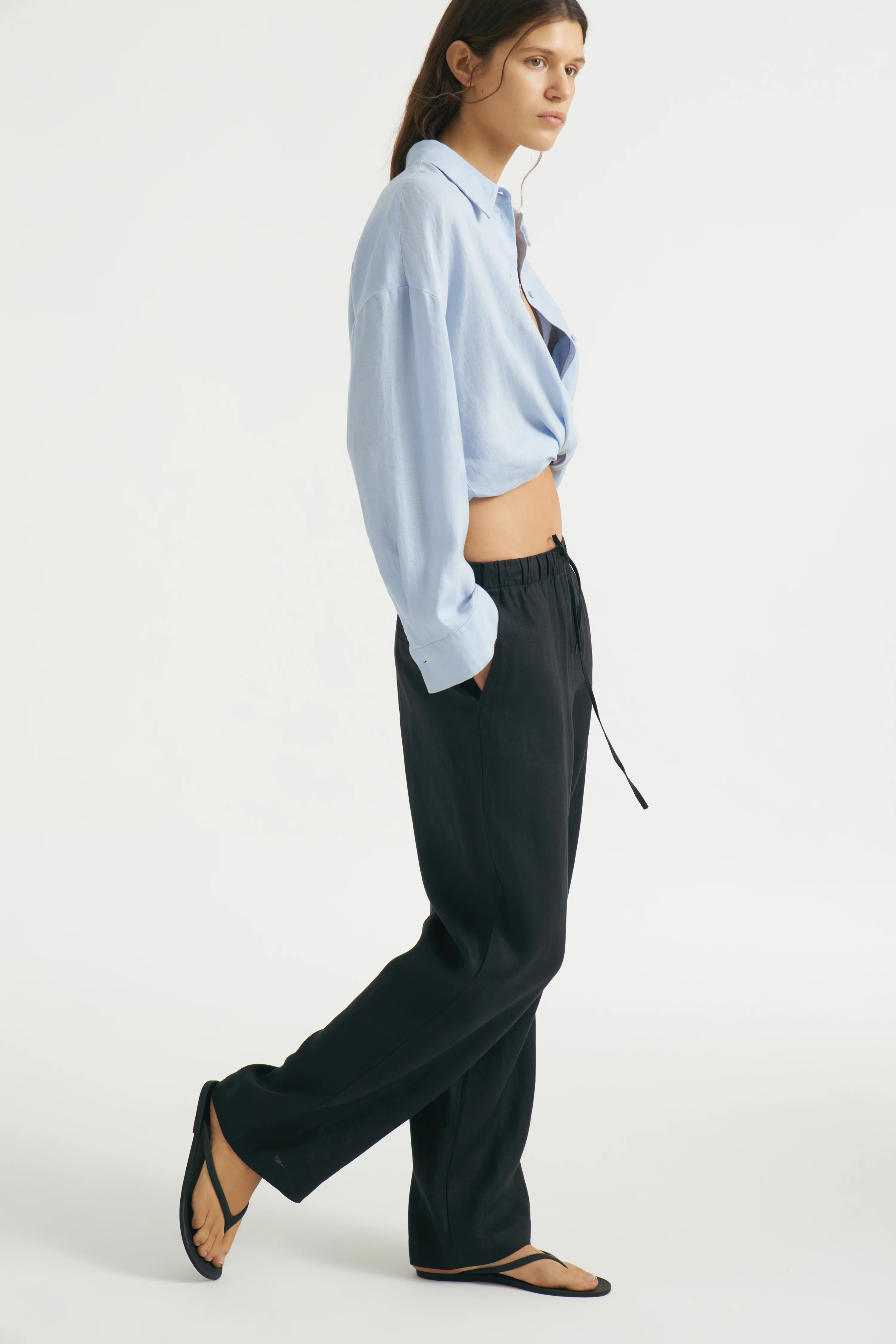 LINEN CARROT FIT TROUSERS - Image 3