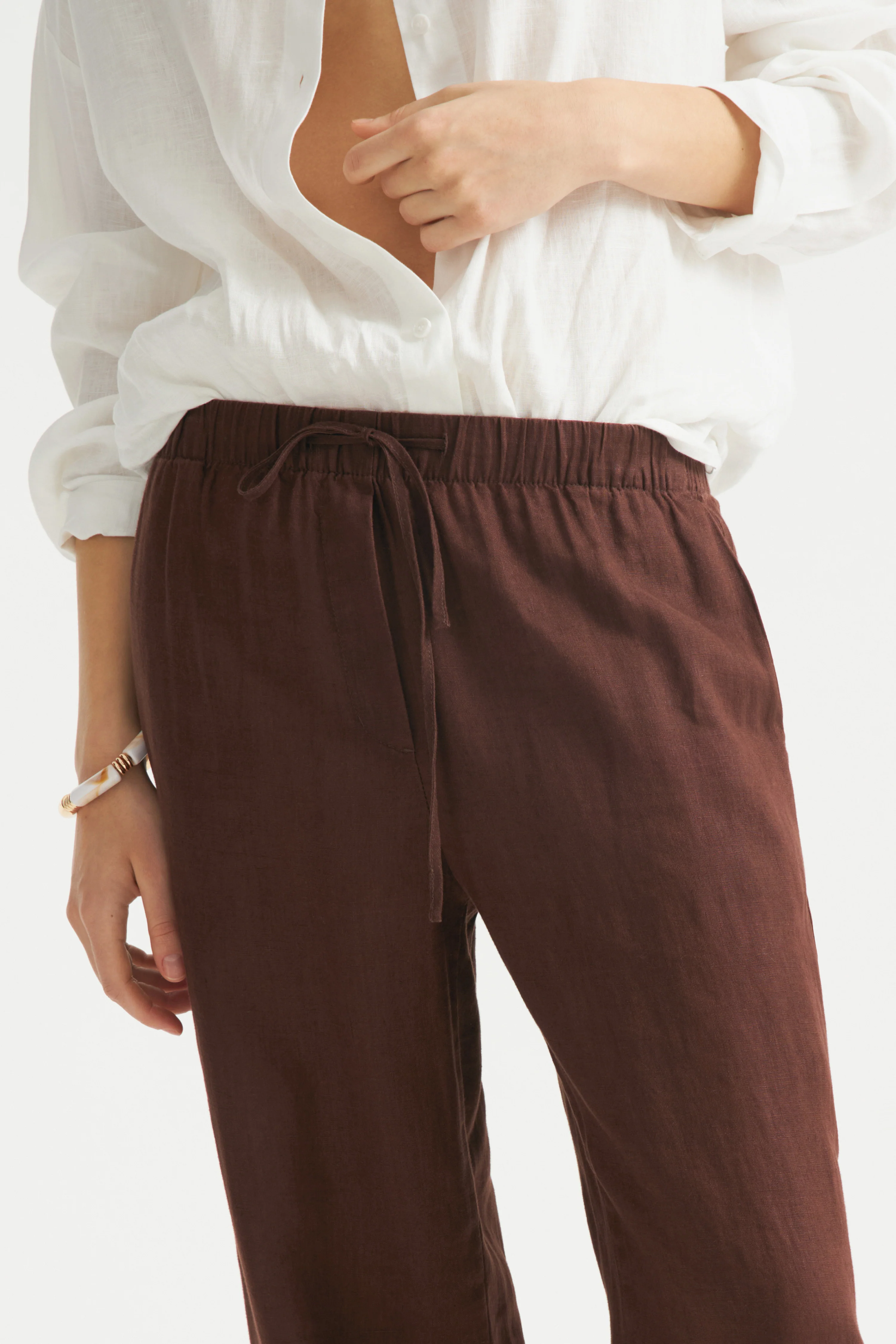 LINEN CARROT FIT TROUSERS - Image 3