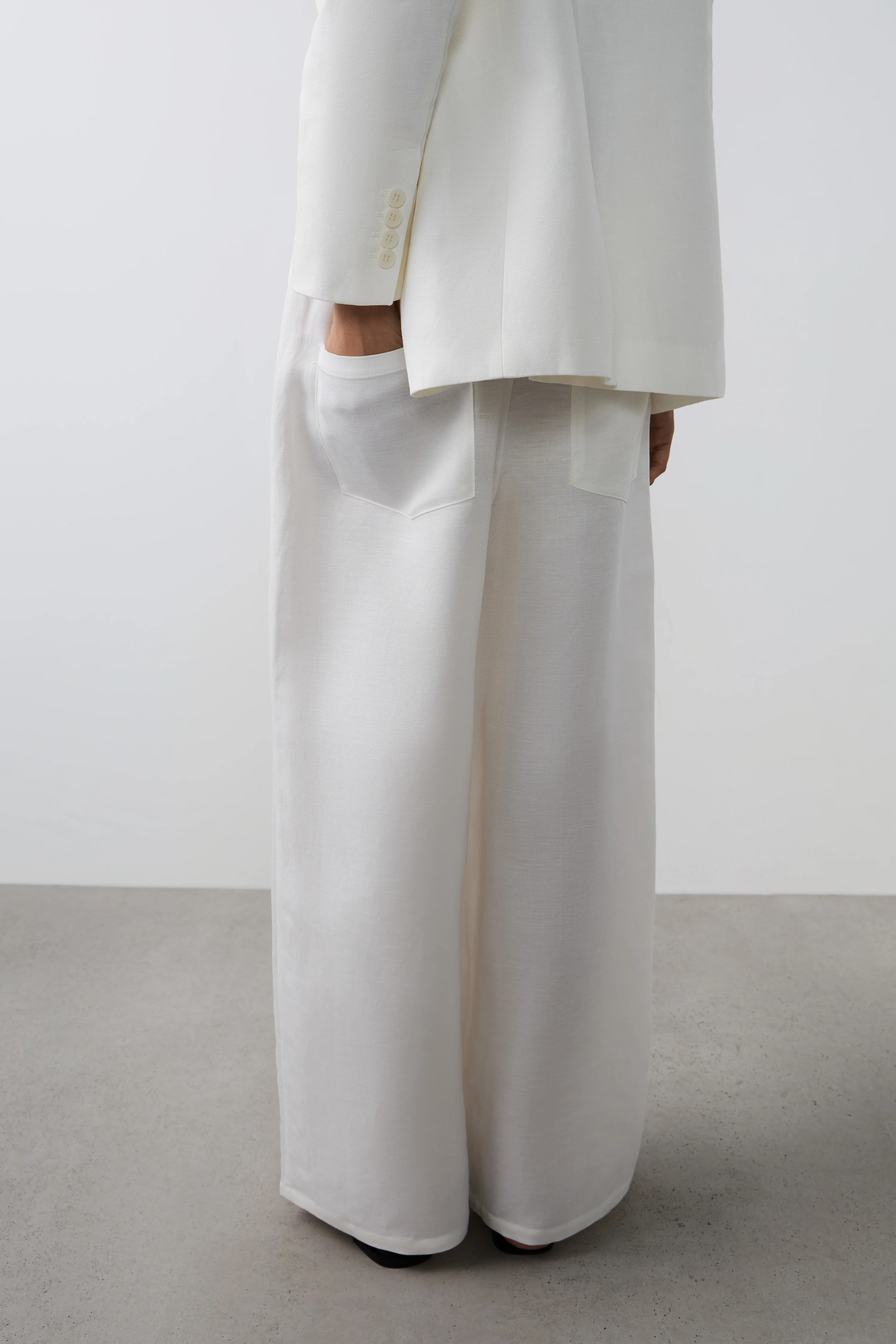 LINEN-LYOCELL WIDE TROUSERS - Image 3