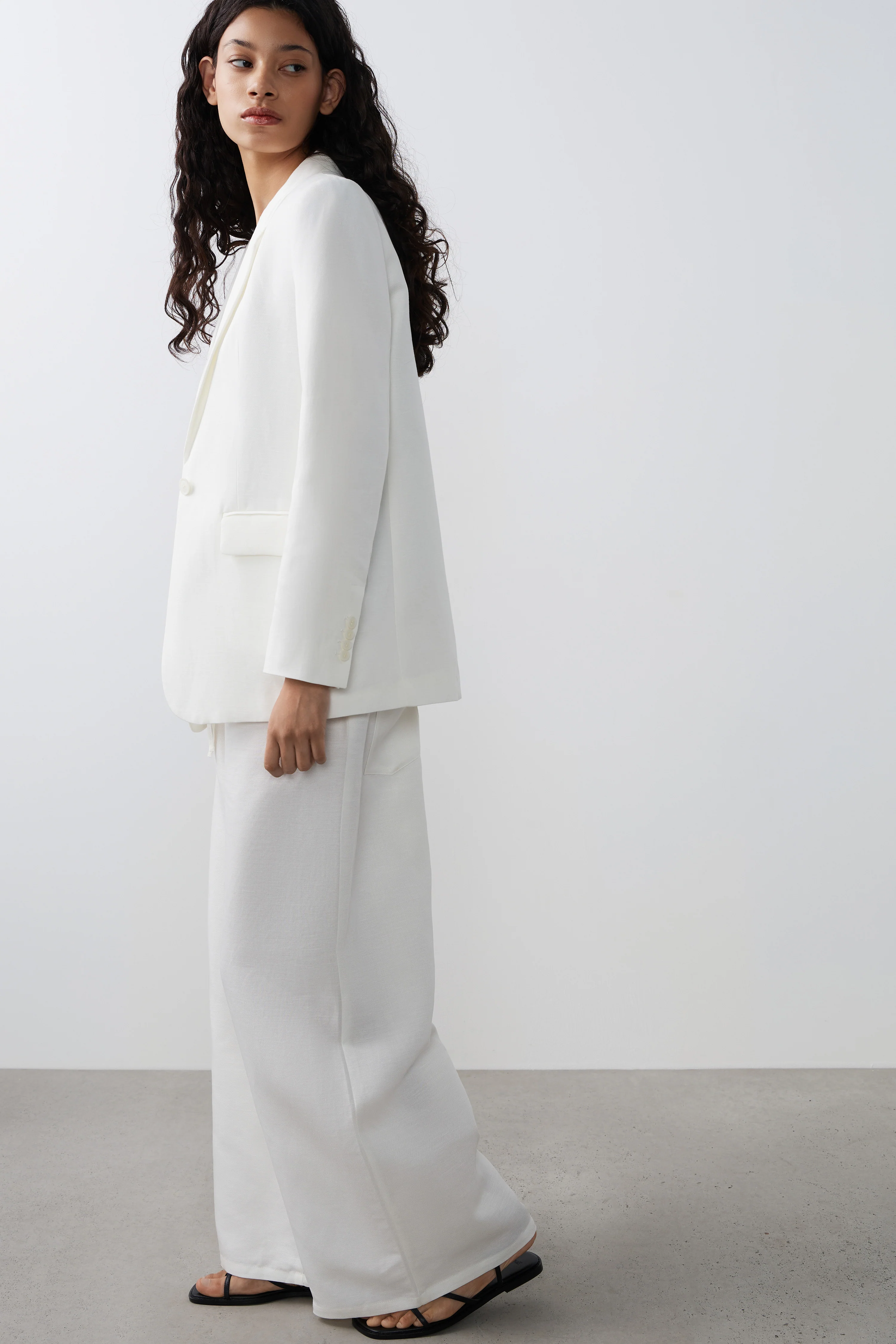 LINEN-LYOCELL WIDE TROUSERS - Image 4