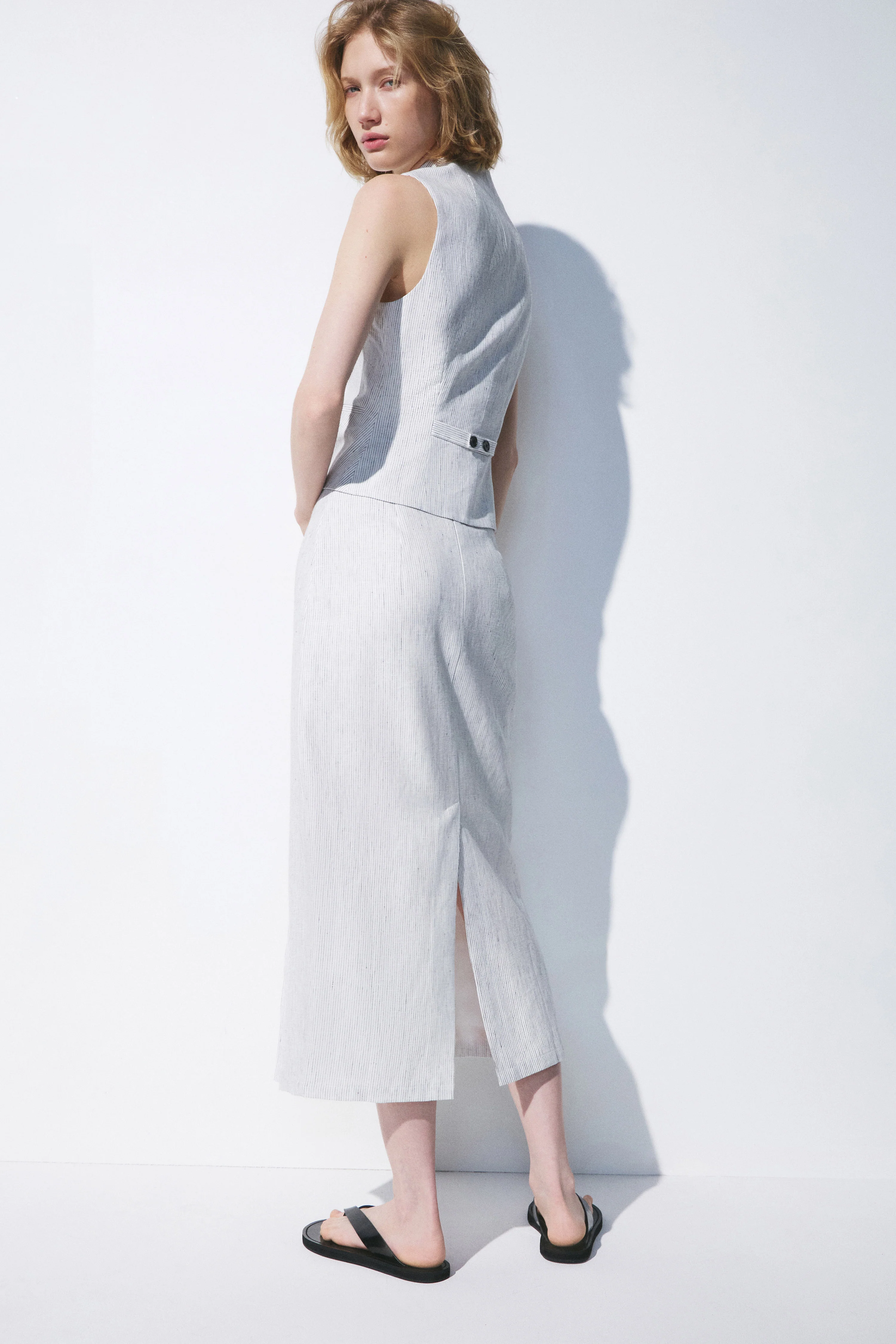 LINEN MIDI SKIRT - Image 4