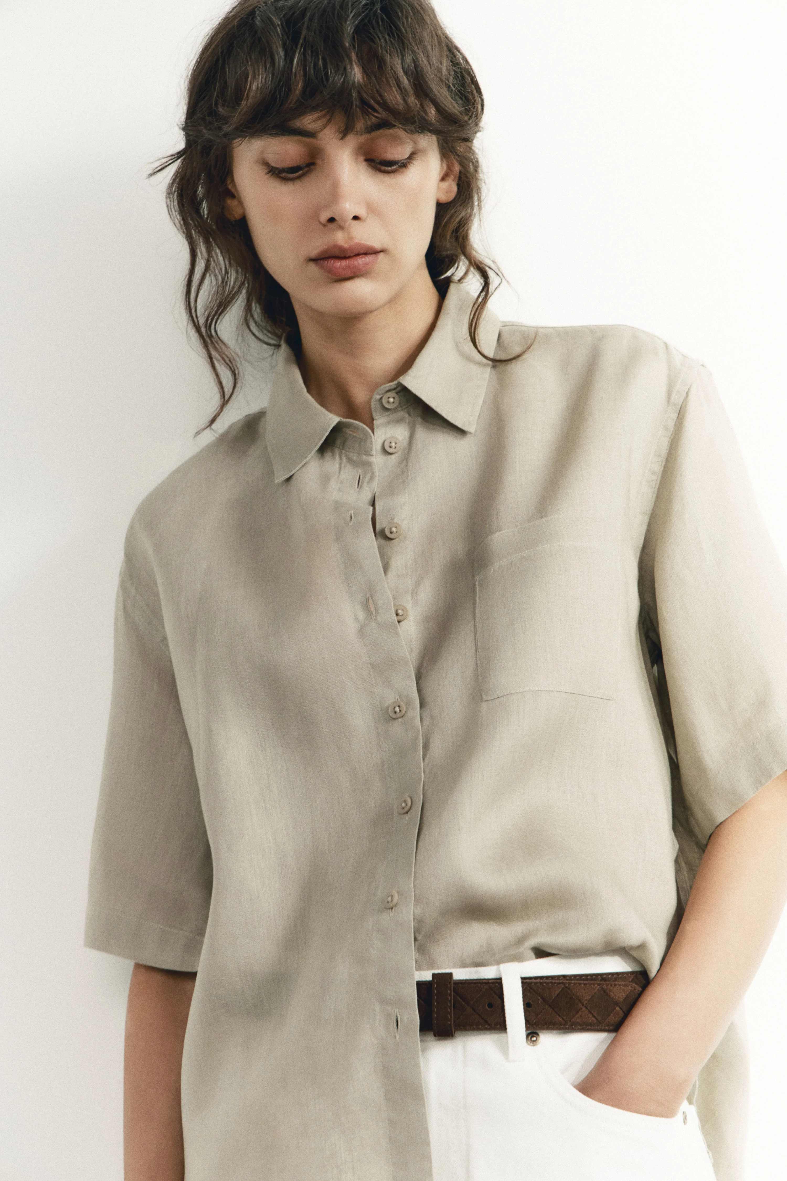 LINEN POCKET-DETAIL SHIRT - Image 3