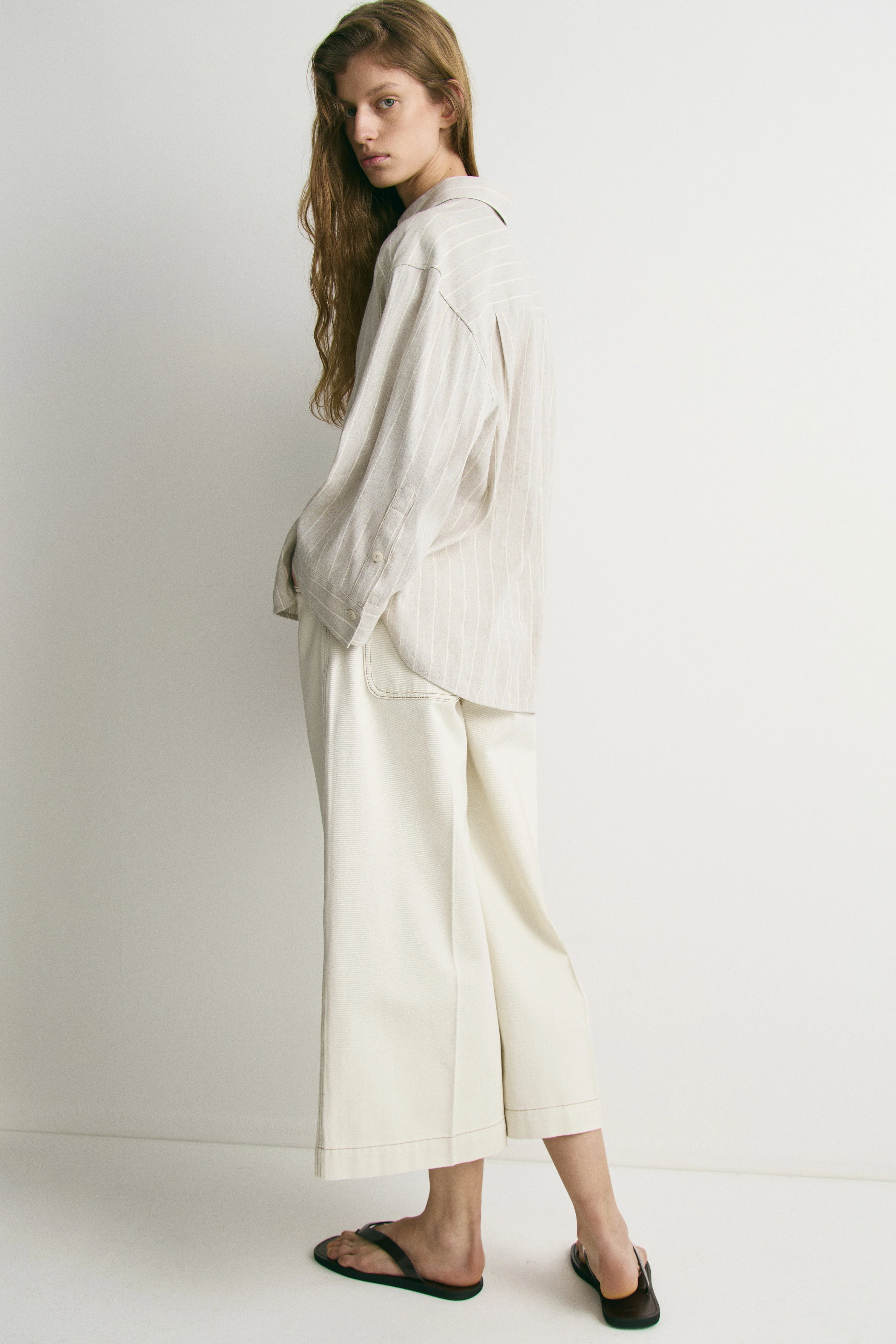 LINEN-VISCOSE  METALLIC THREAD SHIRT - Image 4