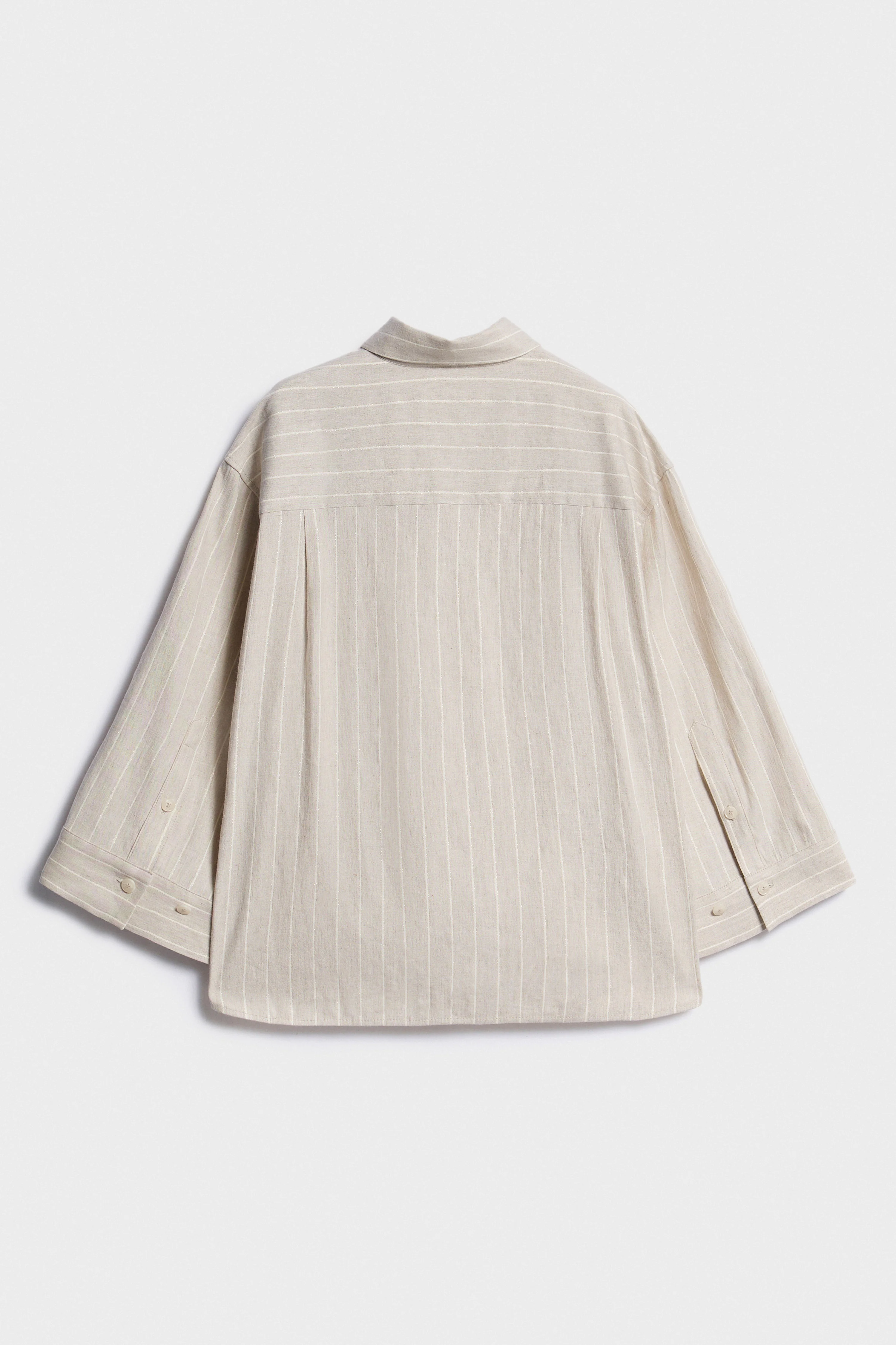LINEN-VISCOSE  METALLIC THREAD SHIRT - Image 6