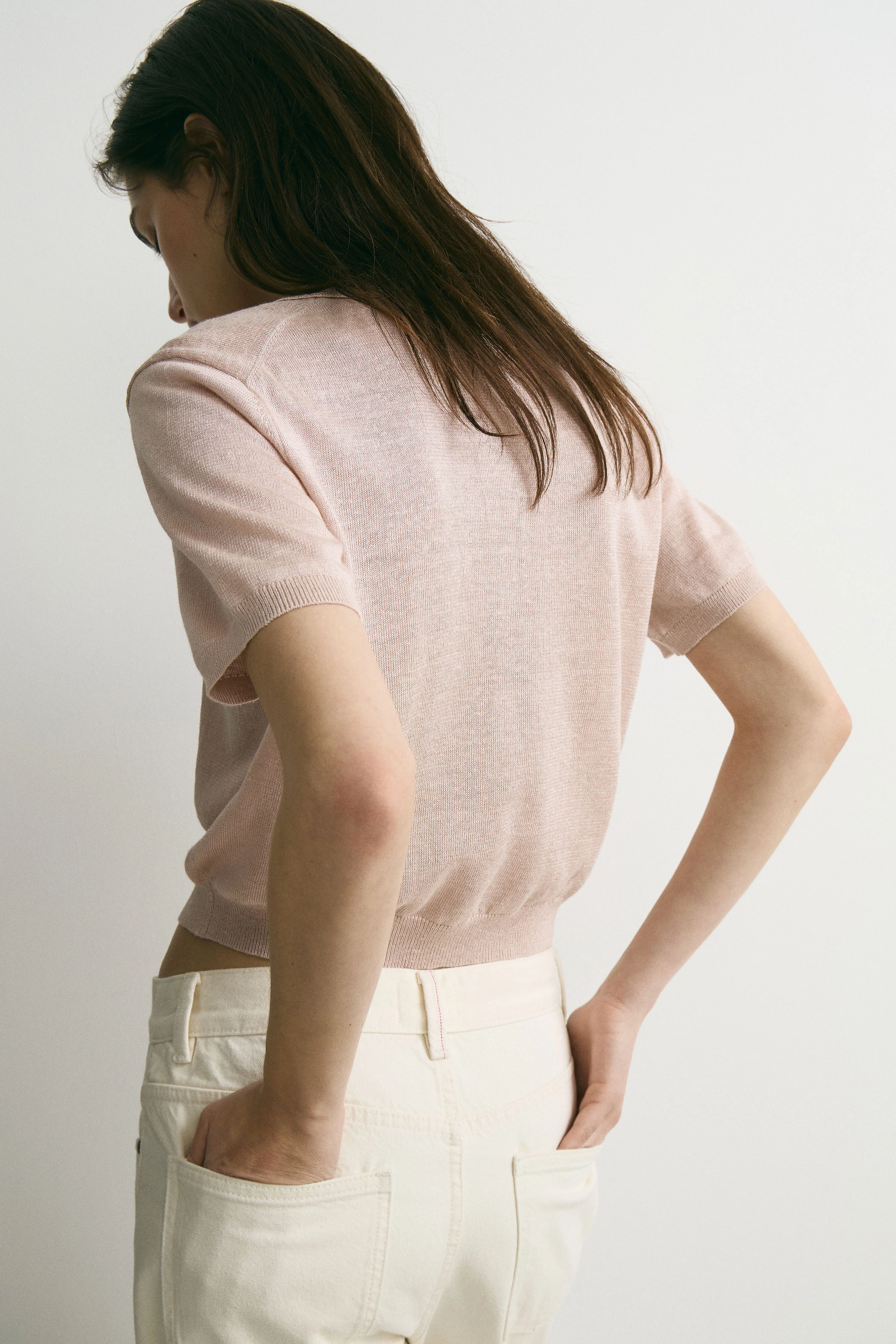 LINEN-VISCOSE POLO SWEATER - Image 4