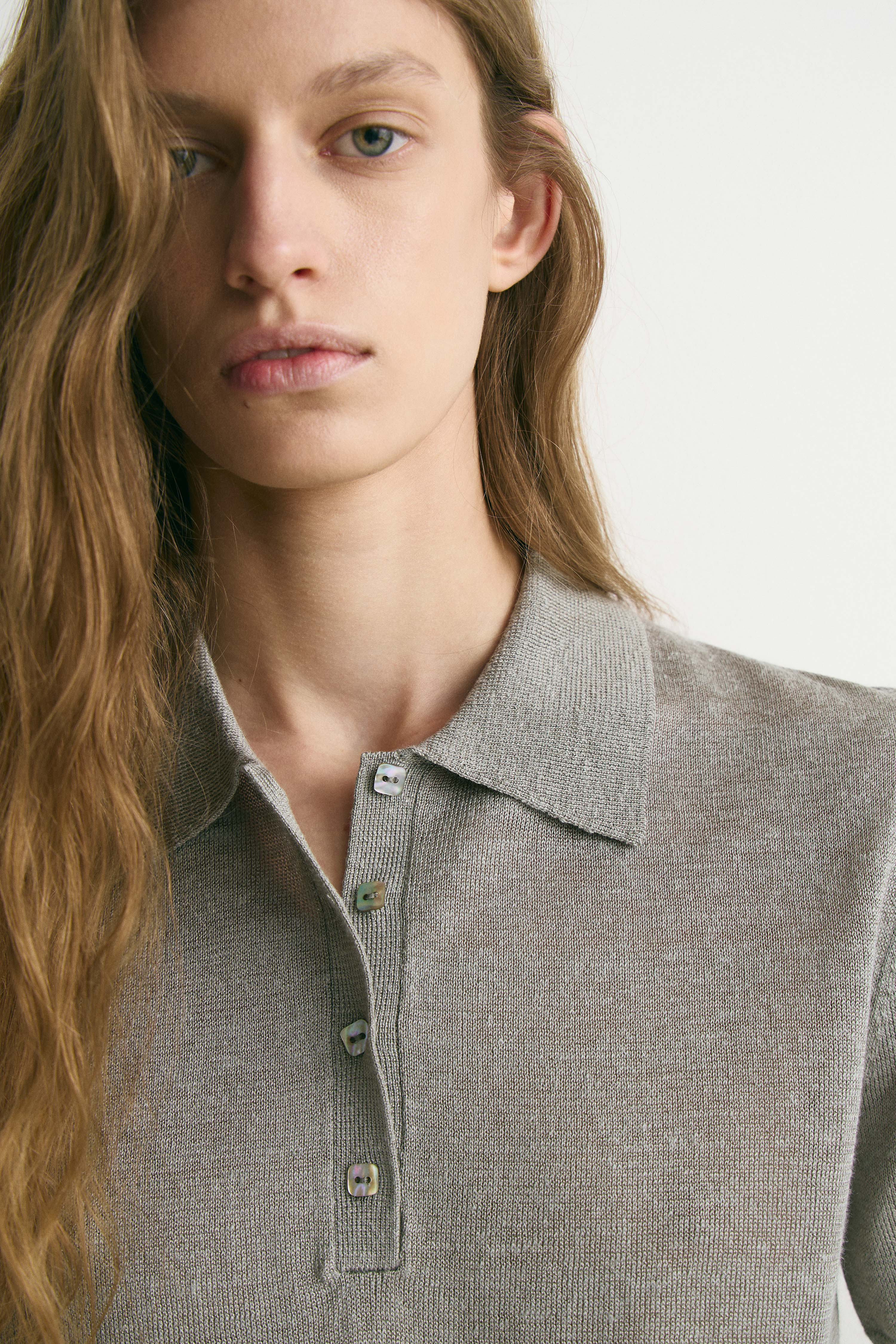 LINEN-VISCOSE POLO SWEATER - Image 2