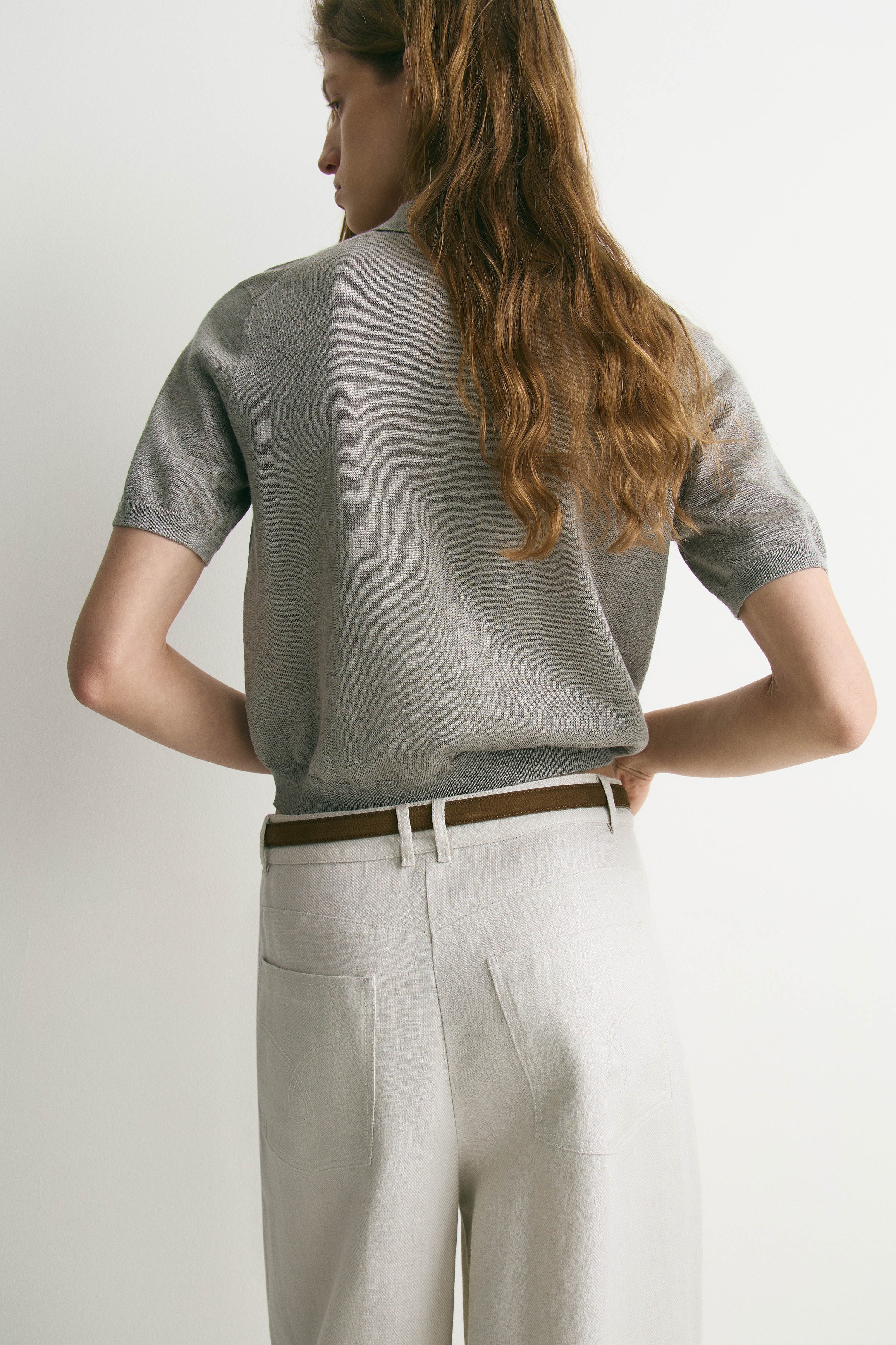LINEN-VISCOSE POLO SWEATER - Image 3