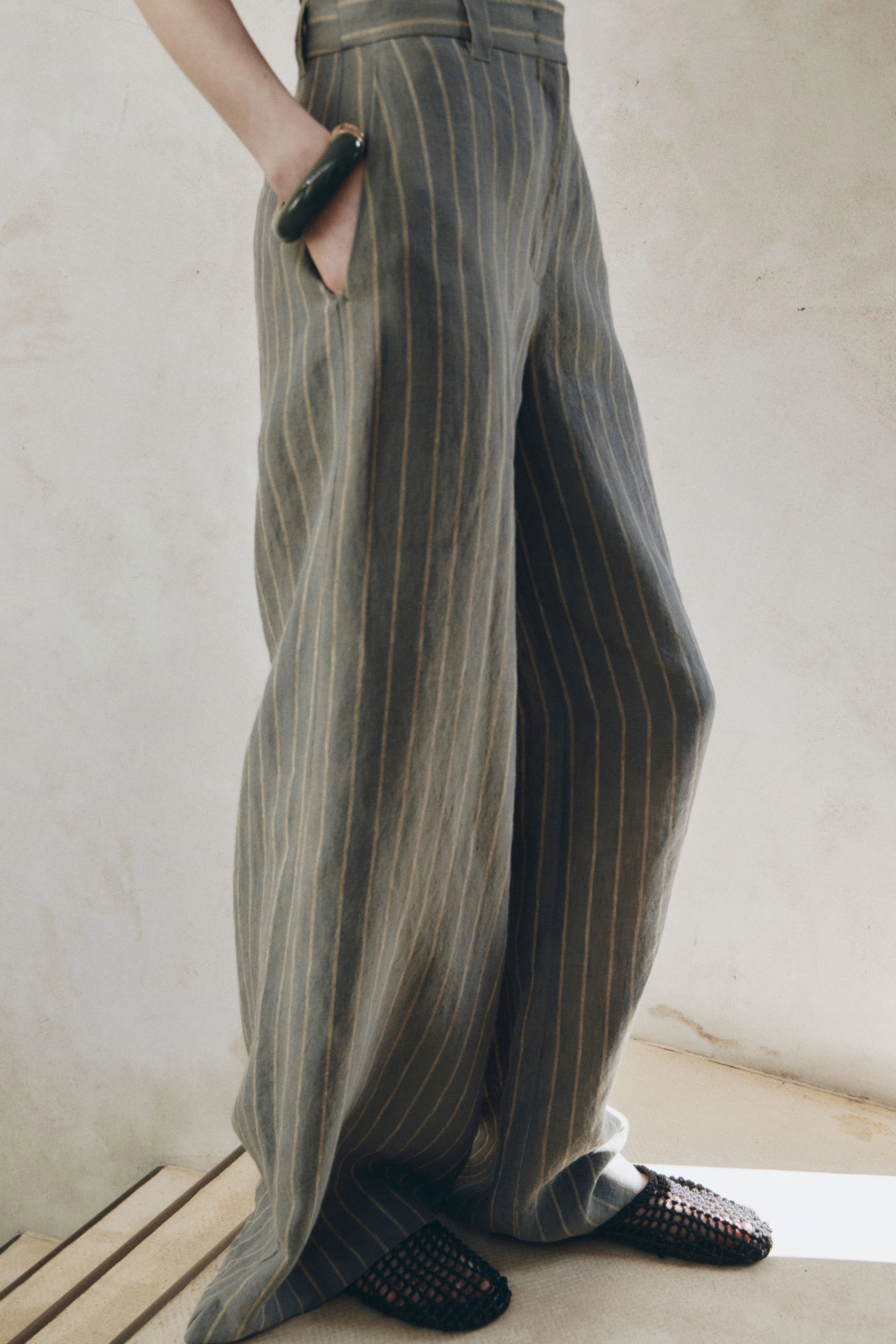 LINEN WIDE TROUSERS