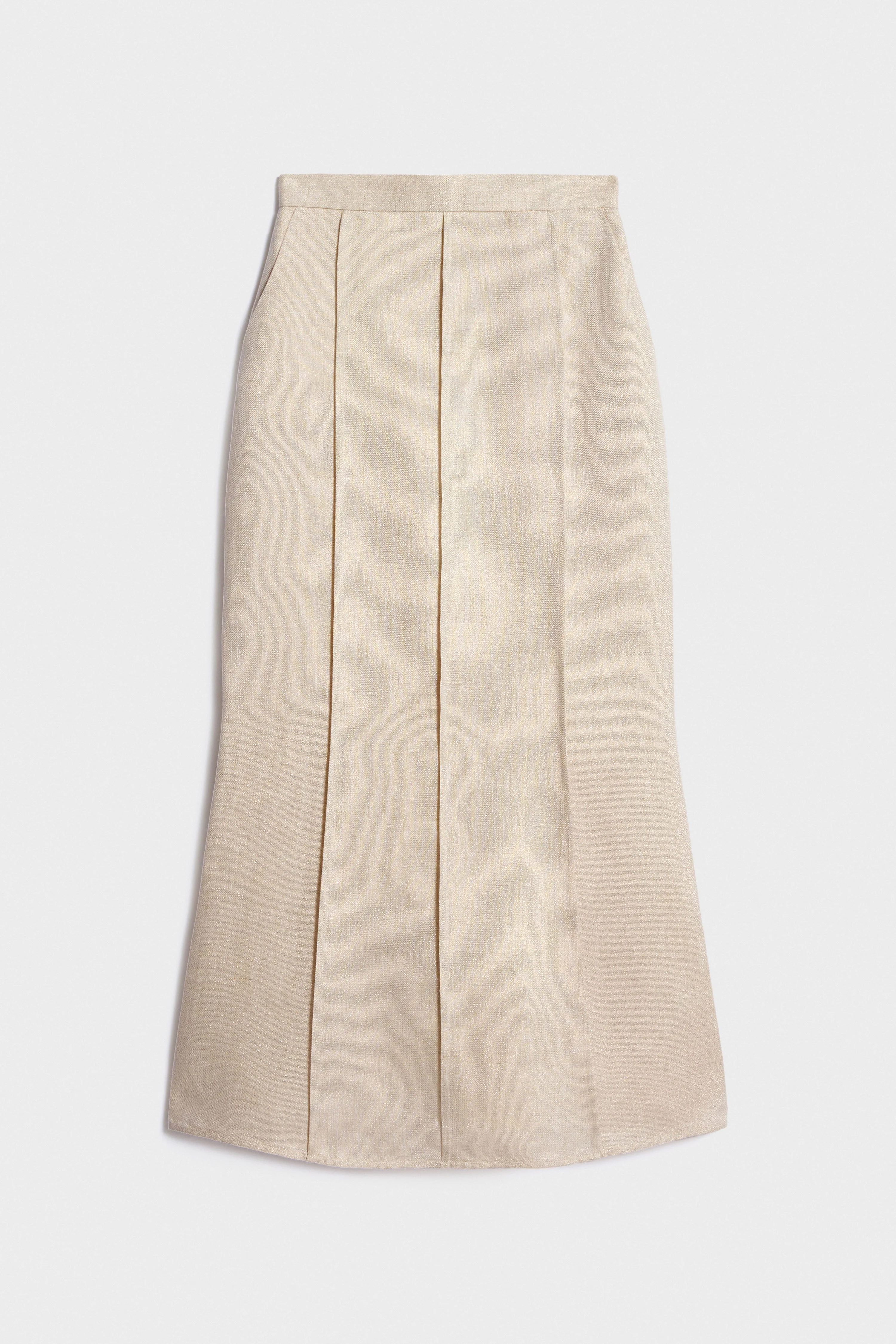 LONG LINEN GLITTERY THREAD SKIRT - Image 5