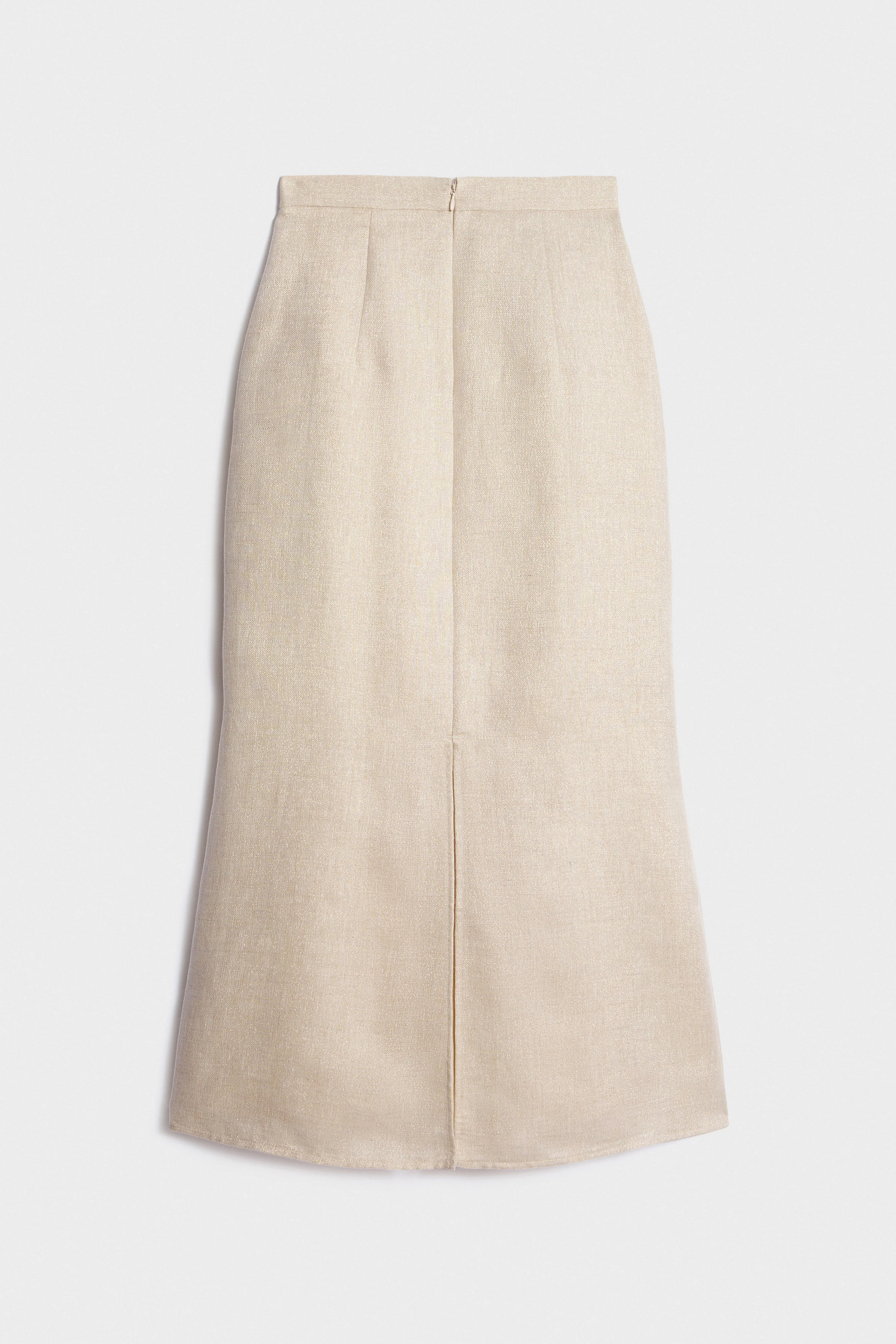 LONG LINEN GLITTERY THREAD SKIRT - Image 6