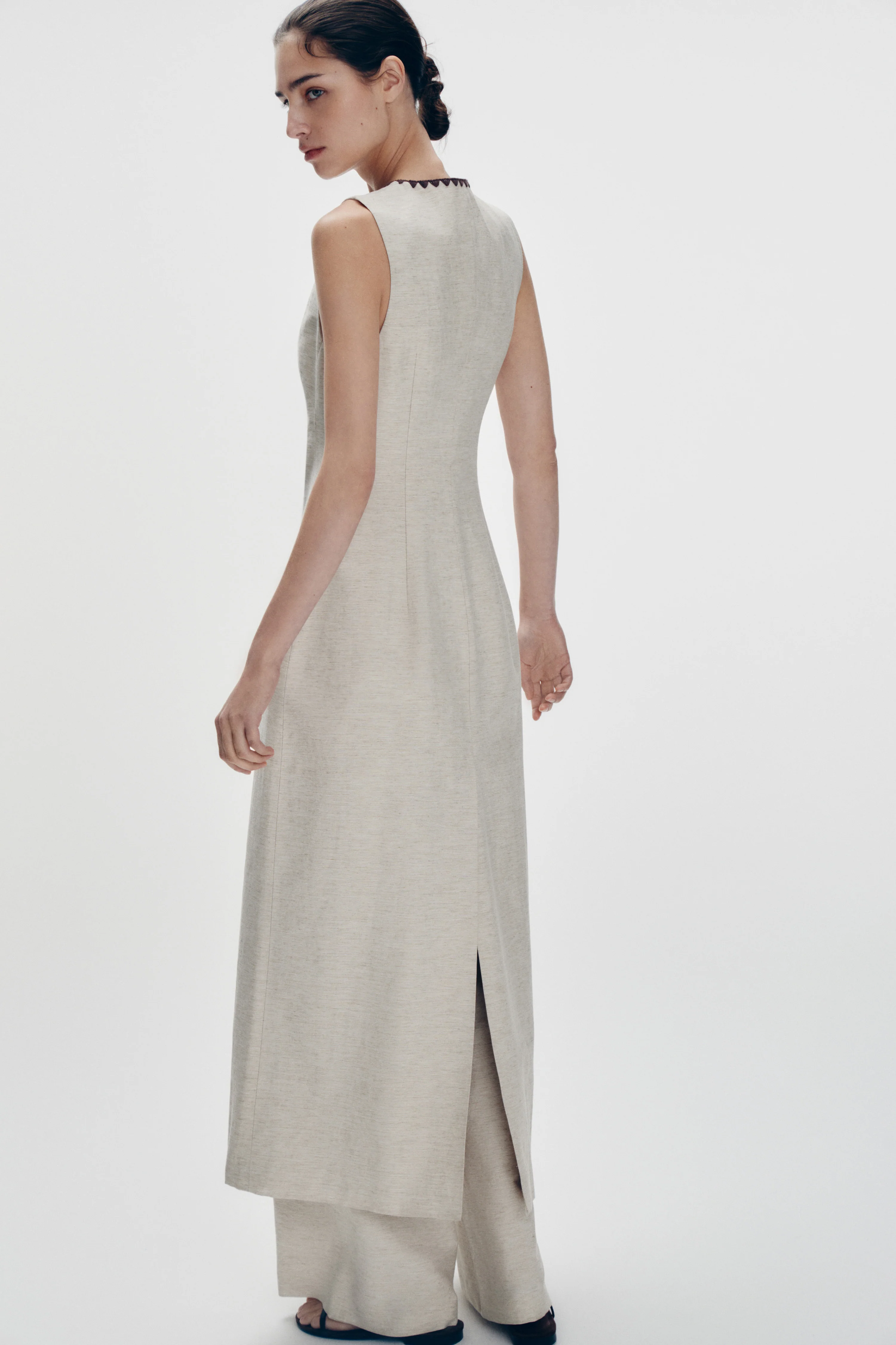 LONG VISCOSE-LINEN VEST - Image 3