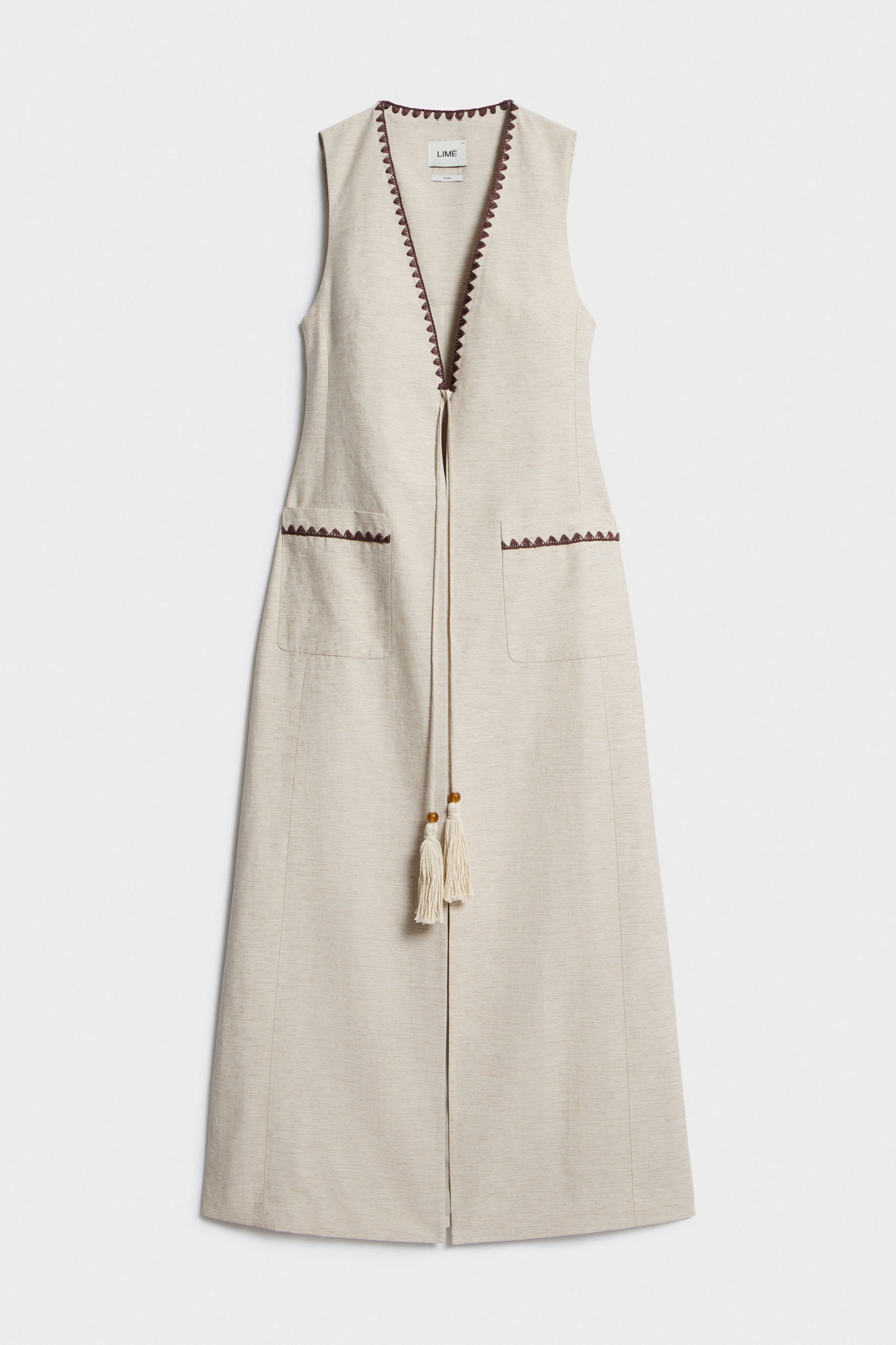 LONG VISCOSE-LINEN VEST - Image 4