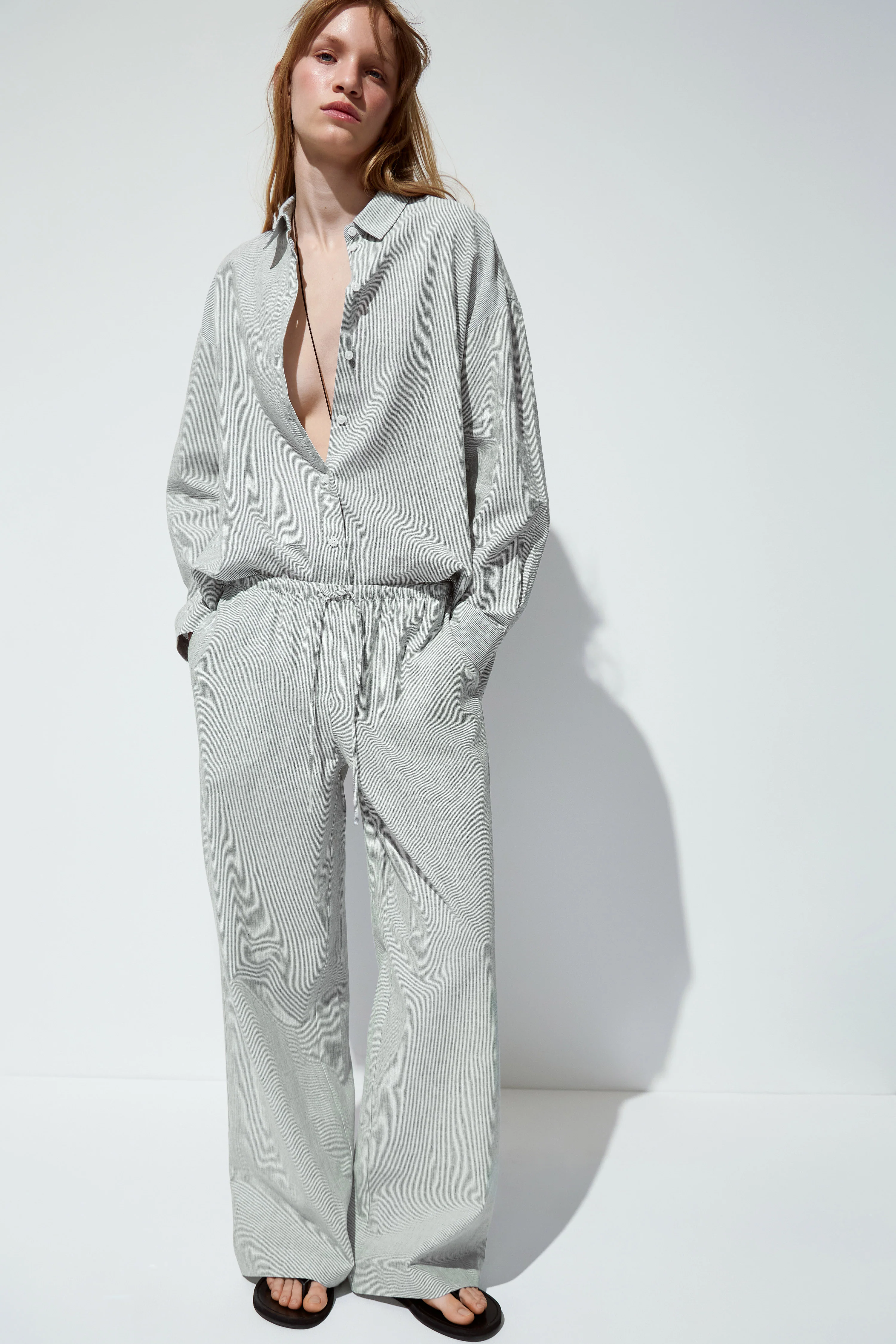 LOOSE-FIT LINEN-COTTON TROUSERS