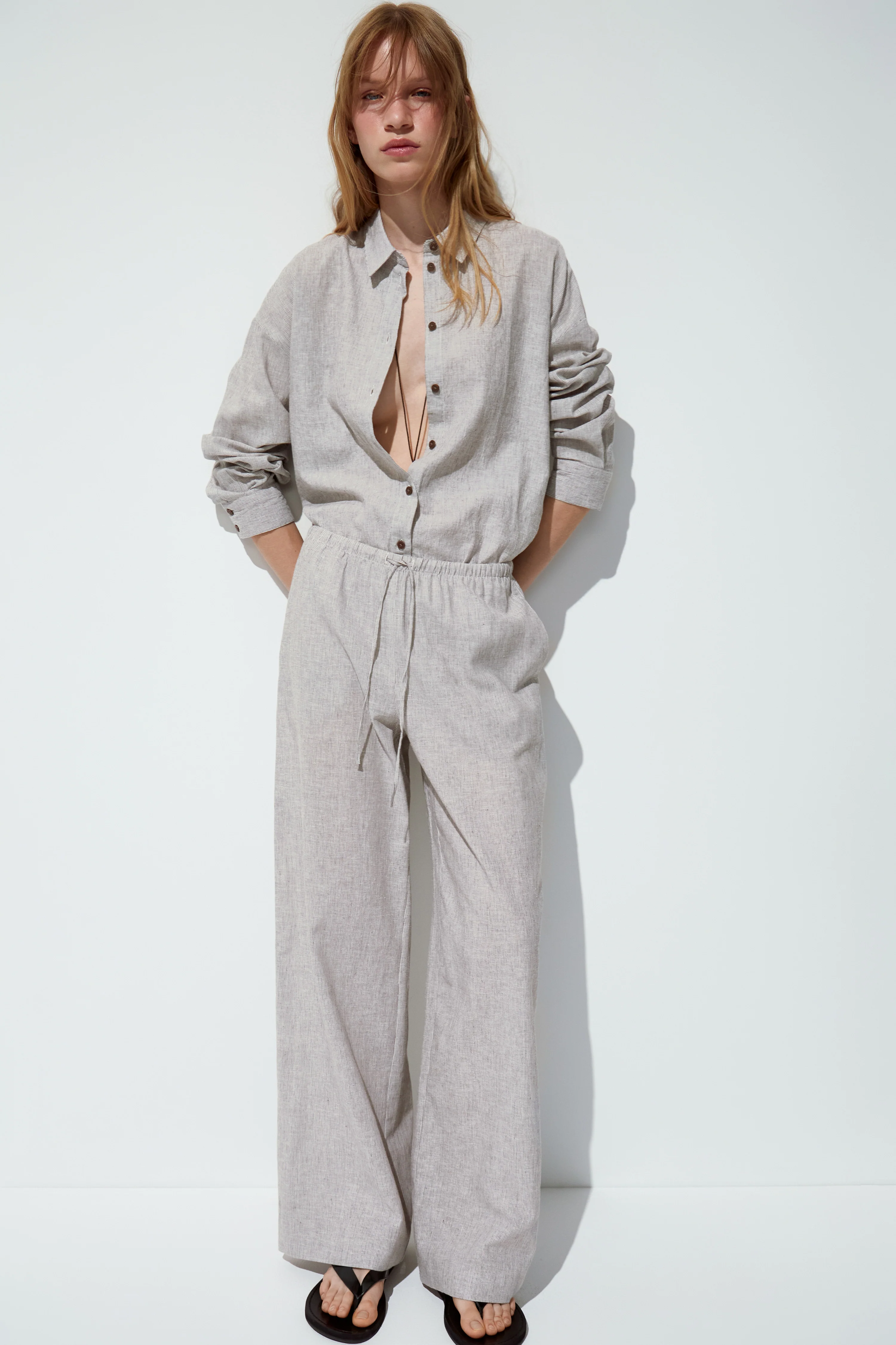 LOOSE-FIT LINEN-COTTON TROUSERS