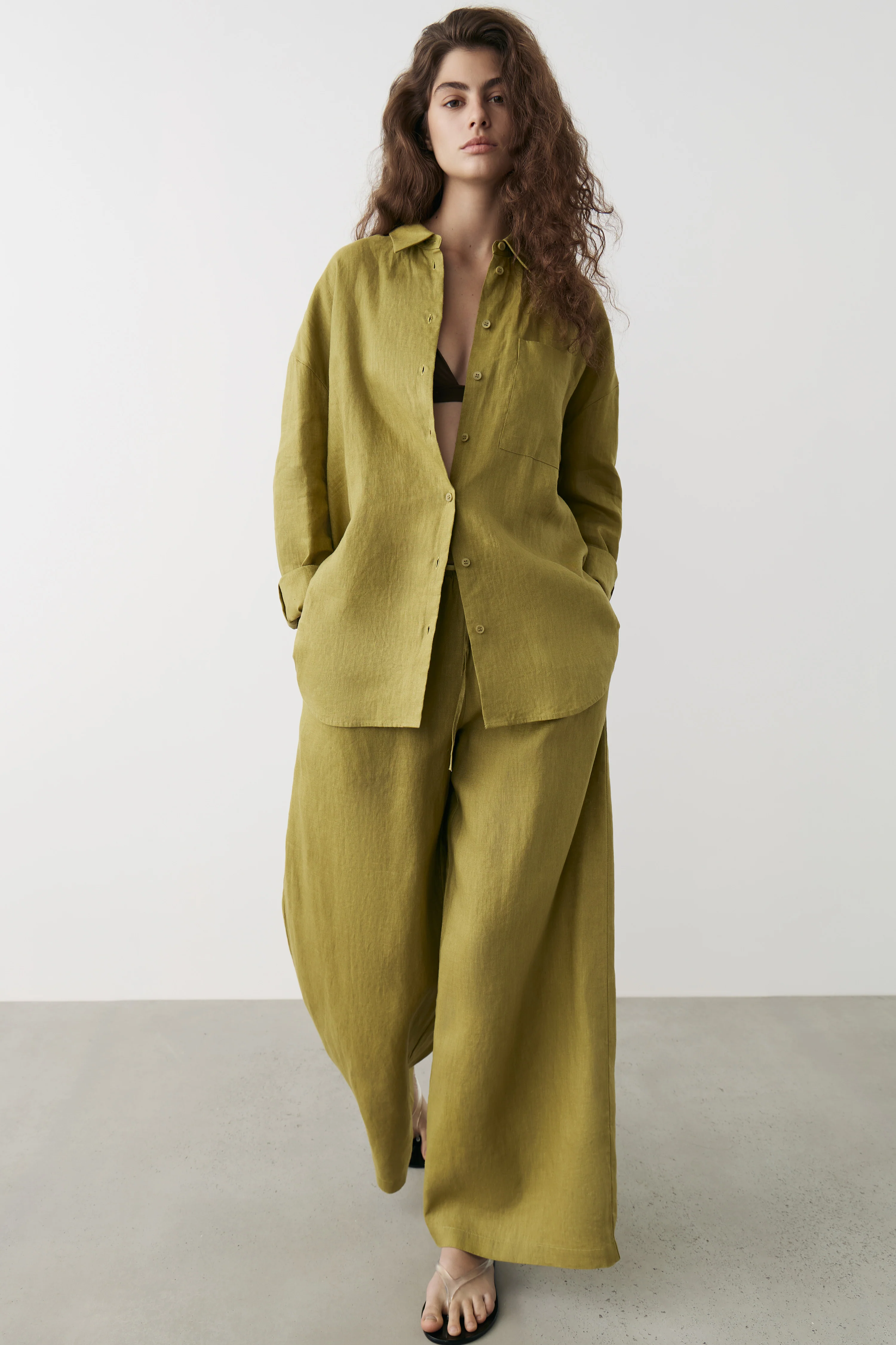 LOOSE-FIT WIDE-LEG LINEN TROUSERS - Image 2