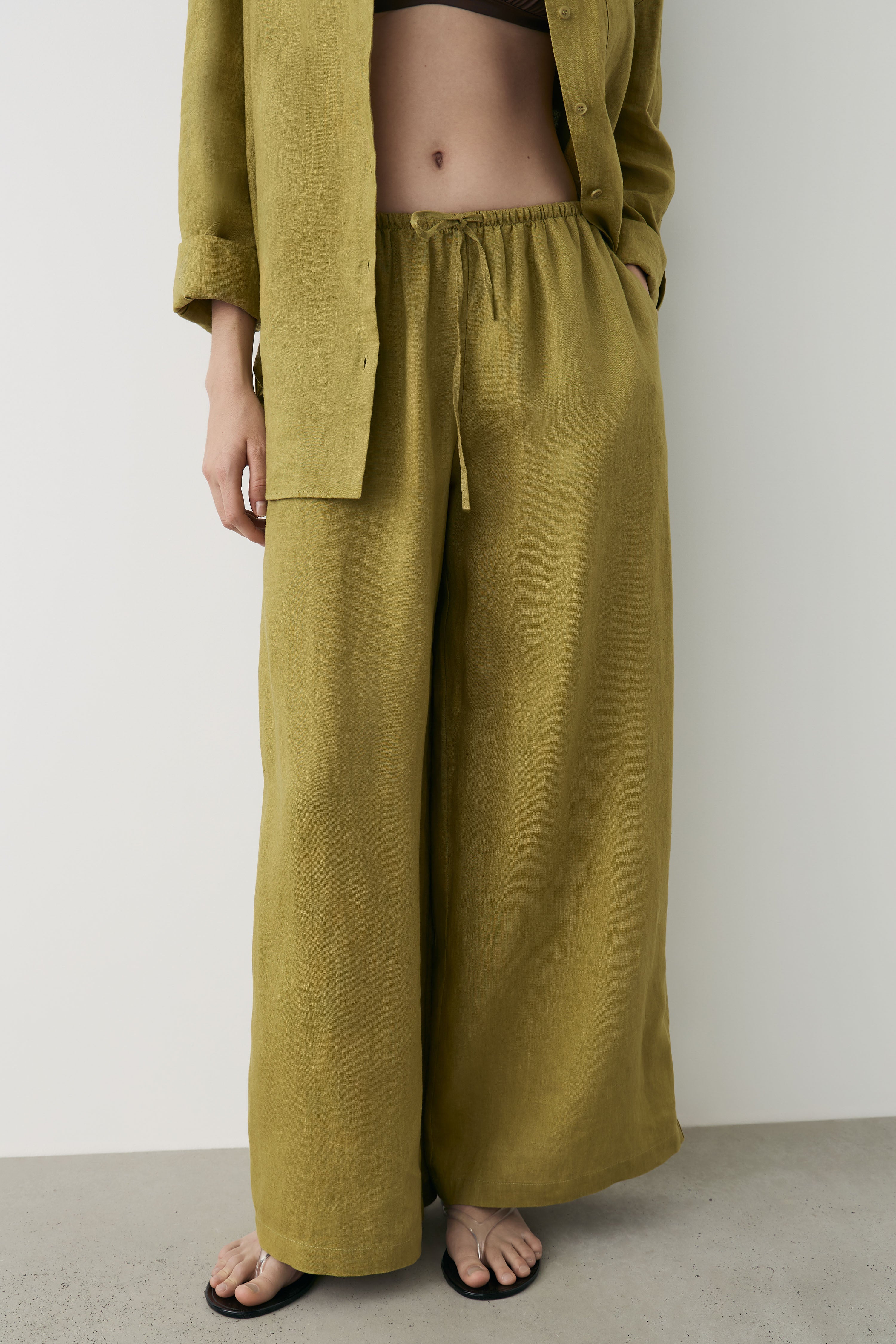 LOOSE-FIT WIDE-LEG LINEN TROUSERS - Image 3
