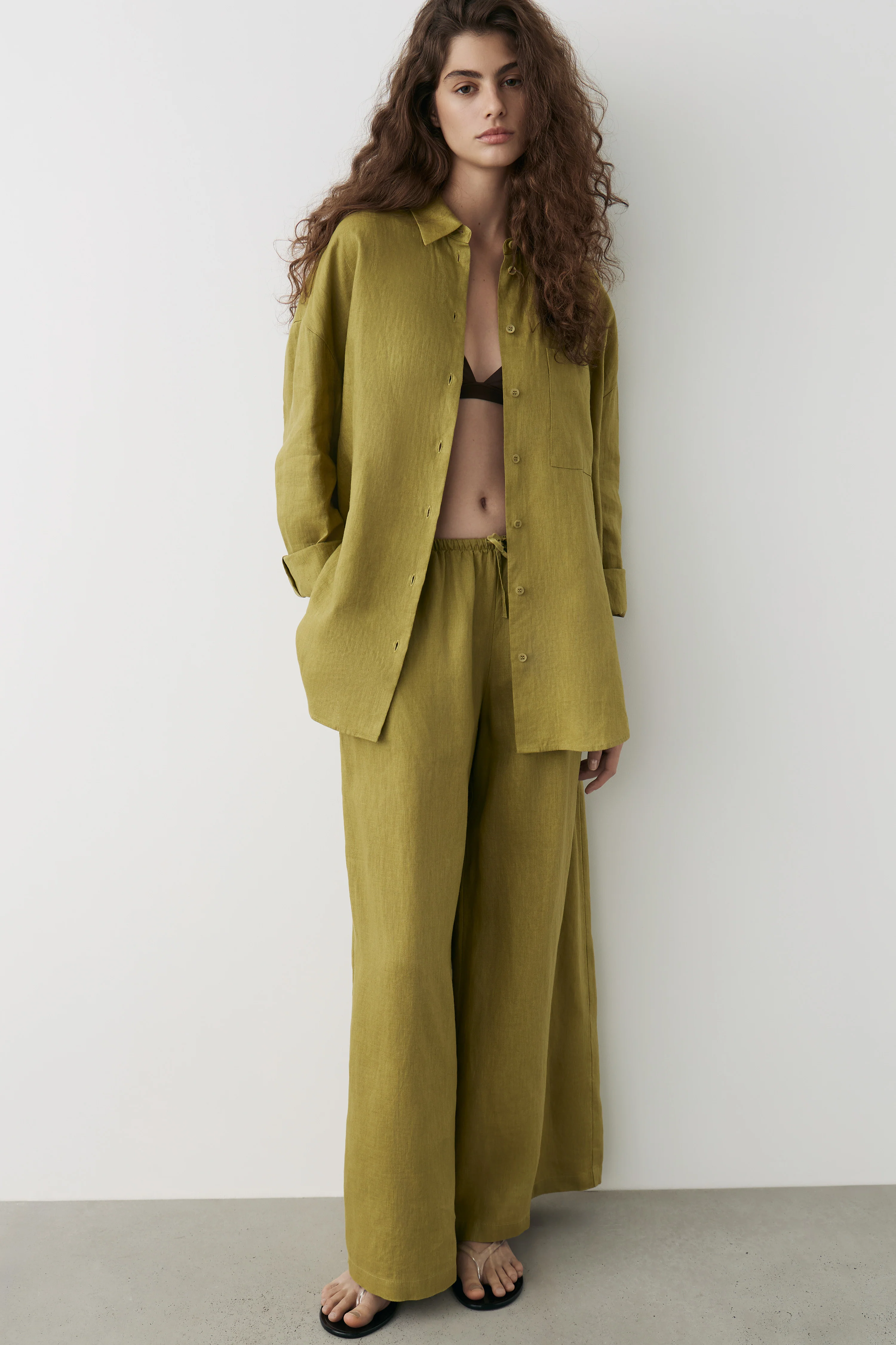 LOOSE-FIT WIDE-LEG LINEN TROUSERS - Image 5