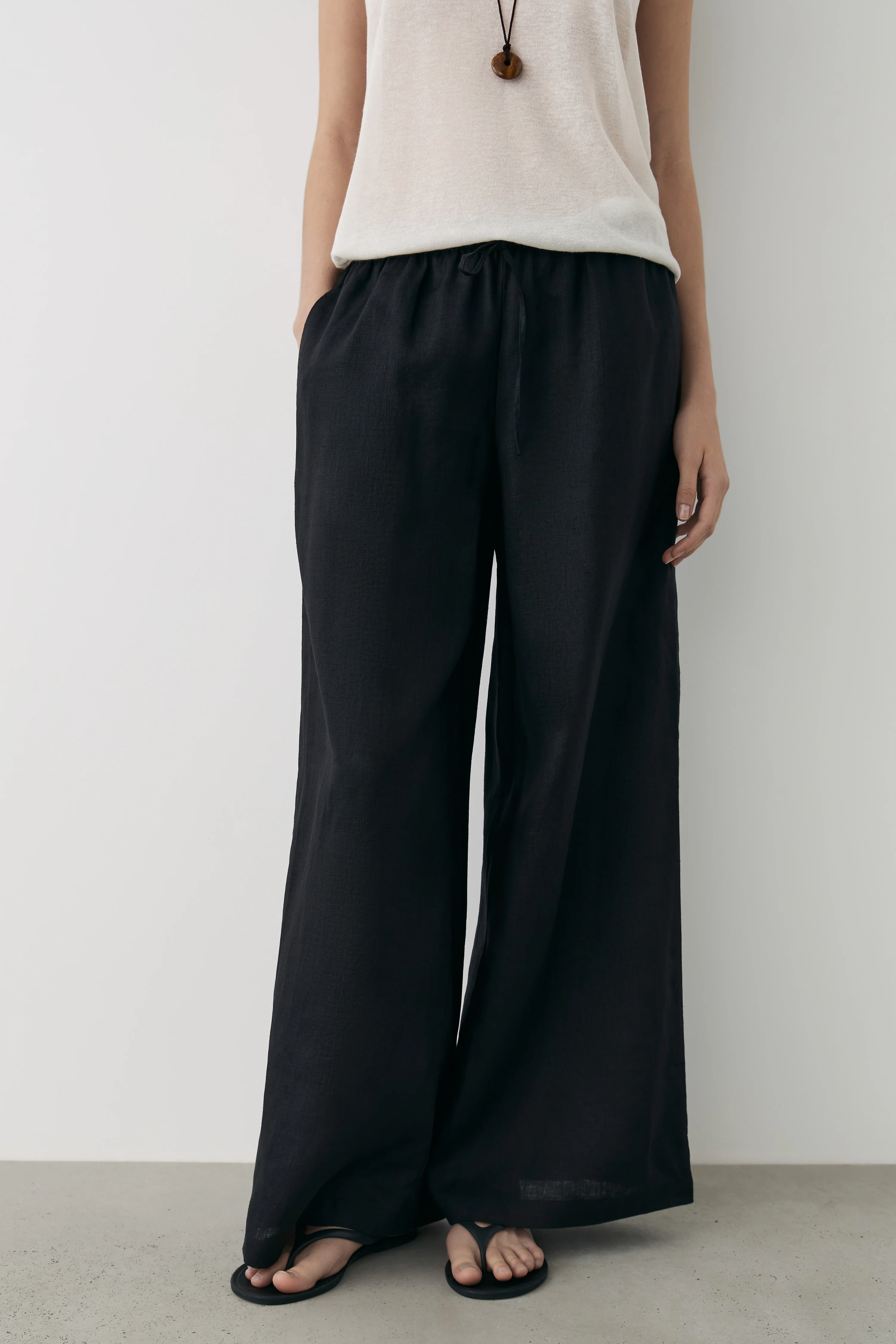 LOOSE-FIT WIDE-LEG LINEN TROUSERS - Image 2