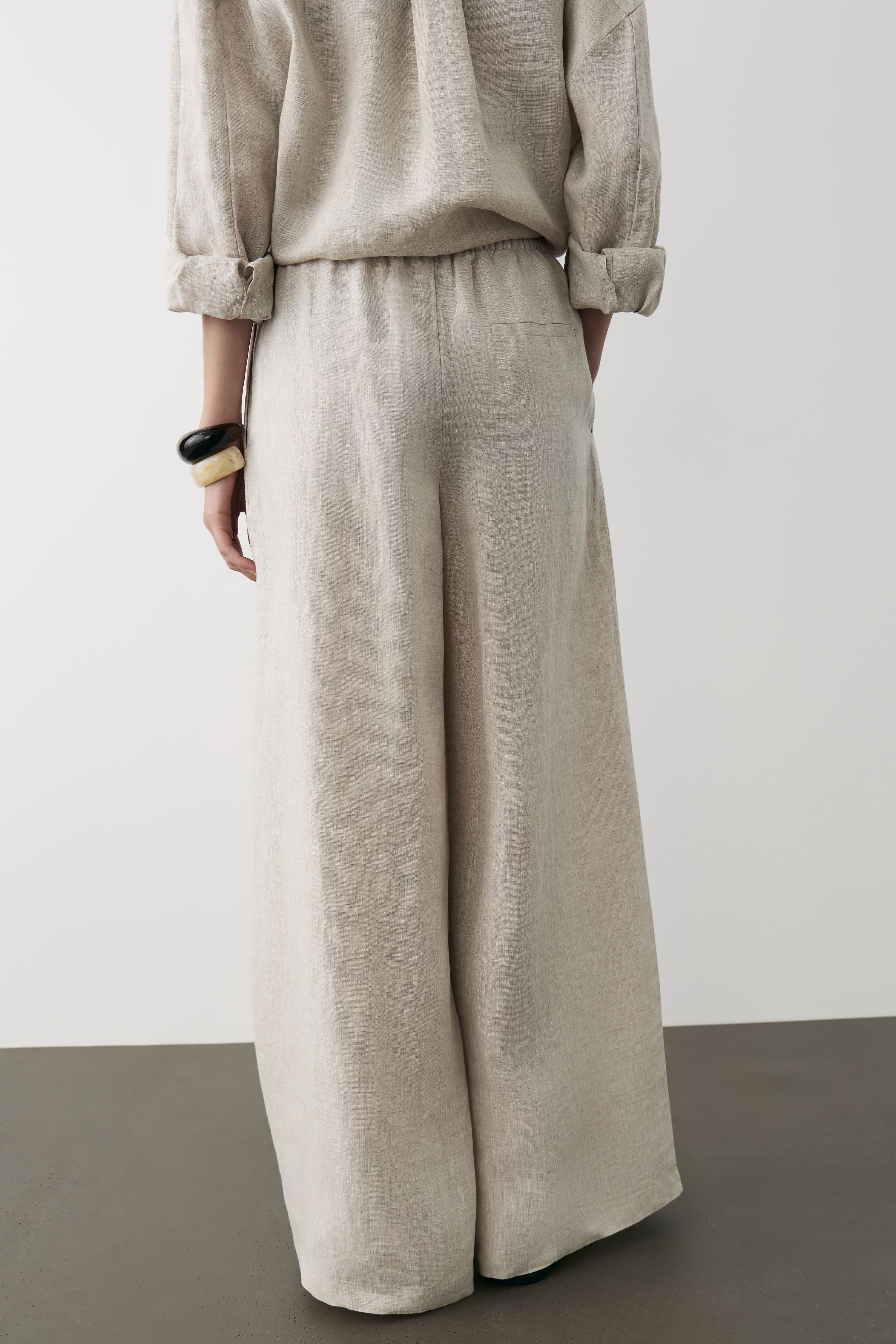 LOOSE-FIT WIDE-LEG LINEN TROUSERS - Image 3
