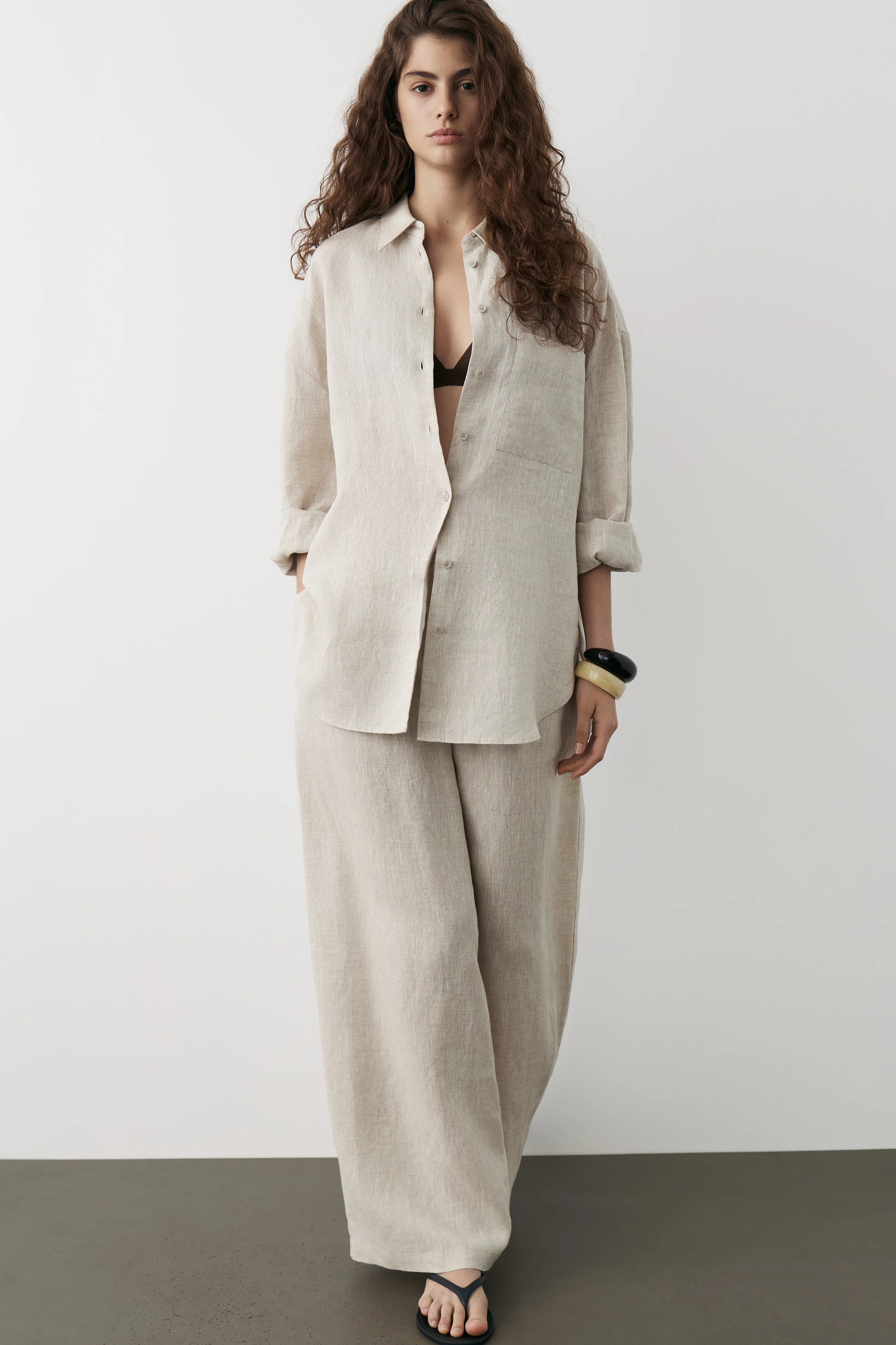 LOOSE-FIT WIDE-LEG LINEN TROUSERS - Image 4