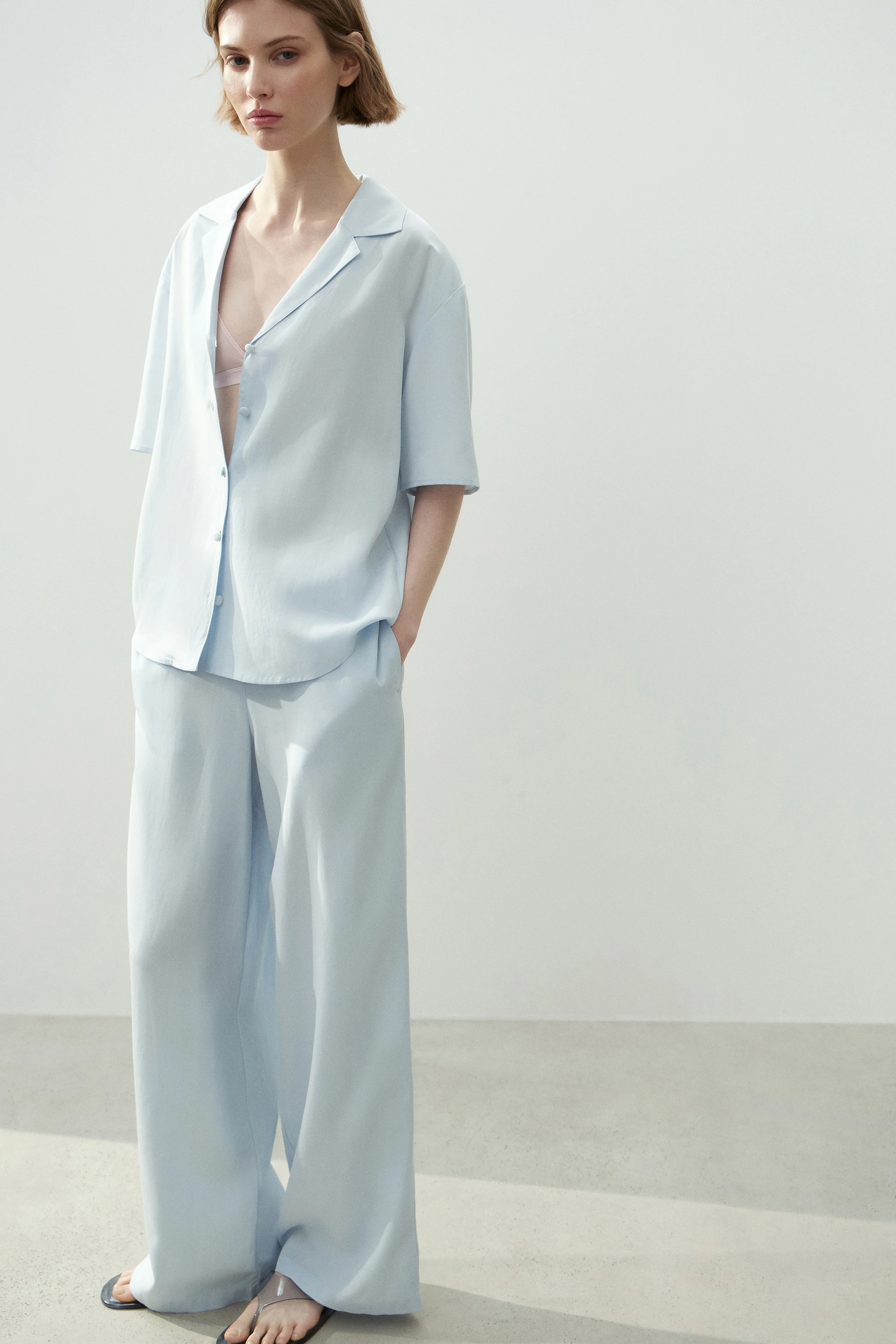 LYOCELL-LINEN STRAIGHT TROUSERS