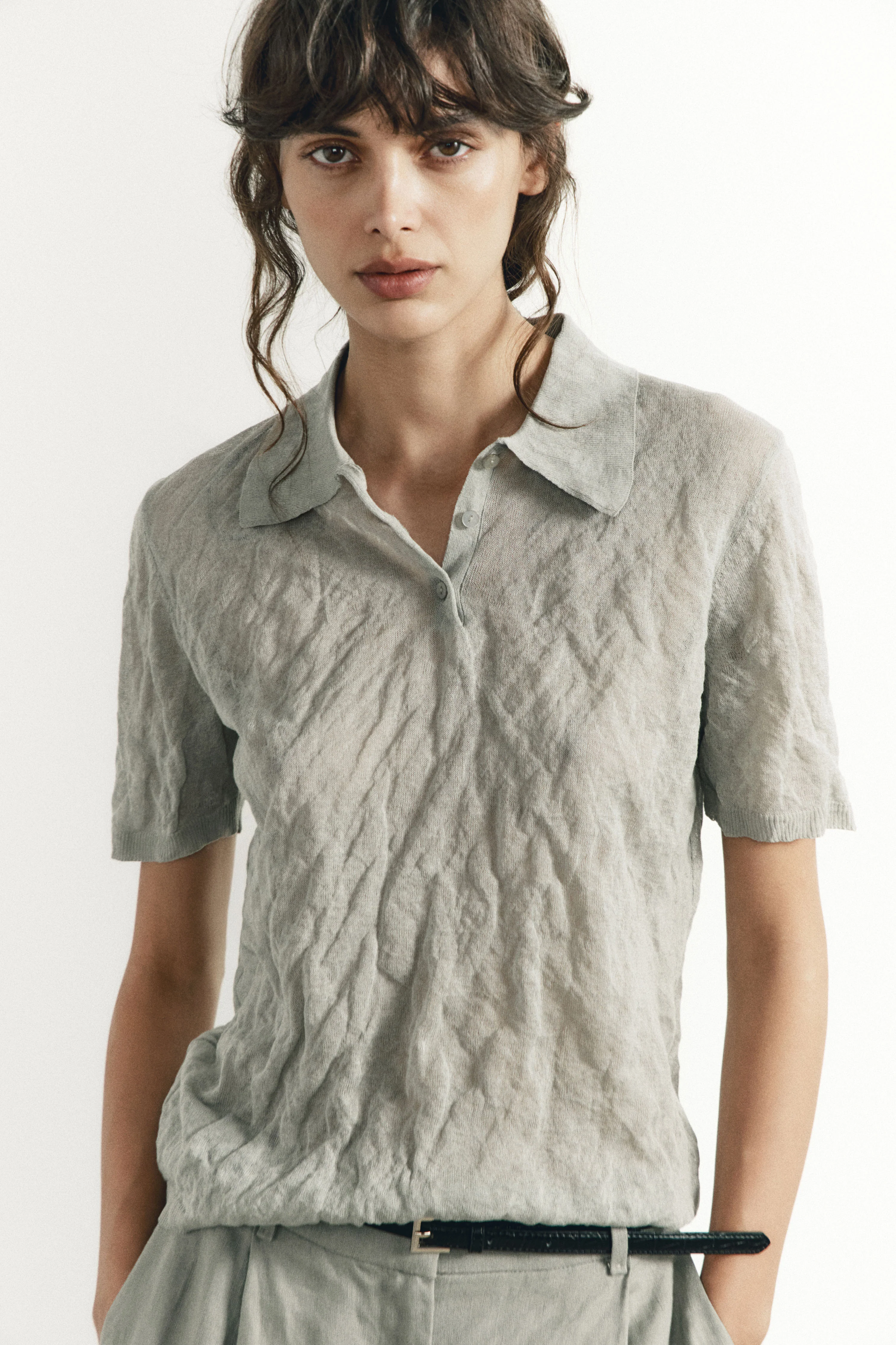 METALLIC THREAD COTTON-BLEND SWEATER
