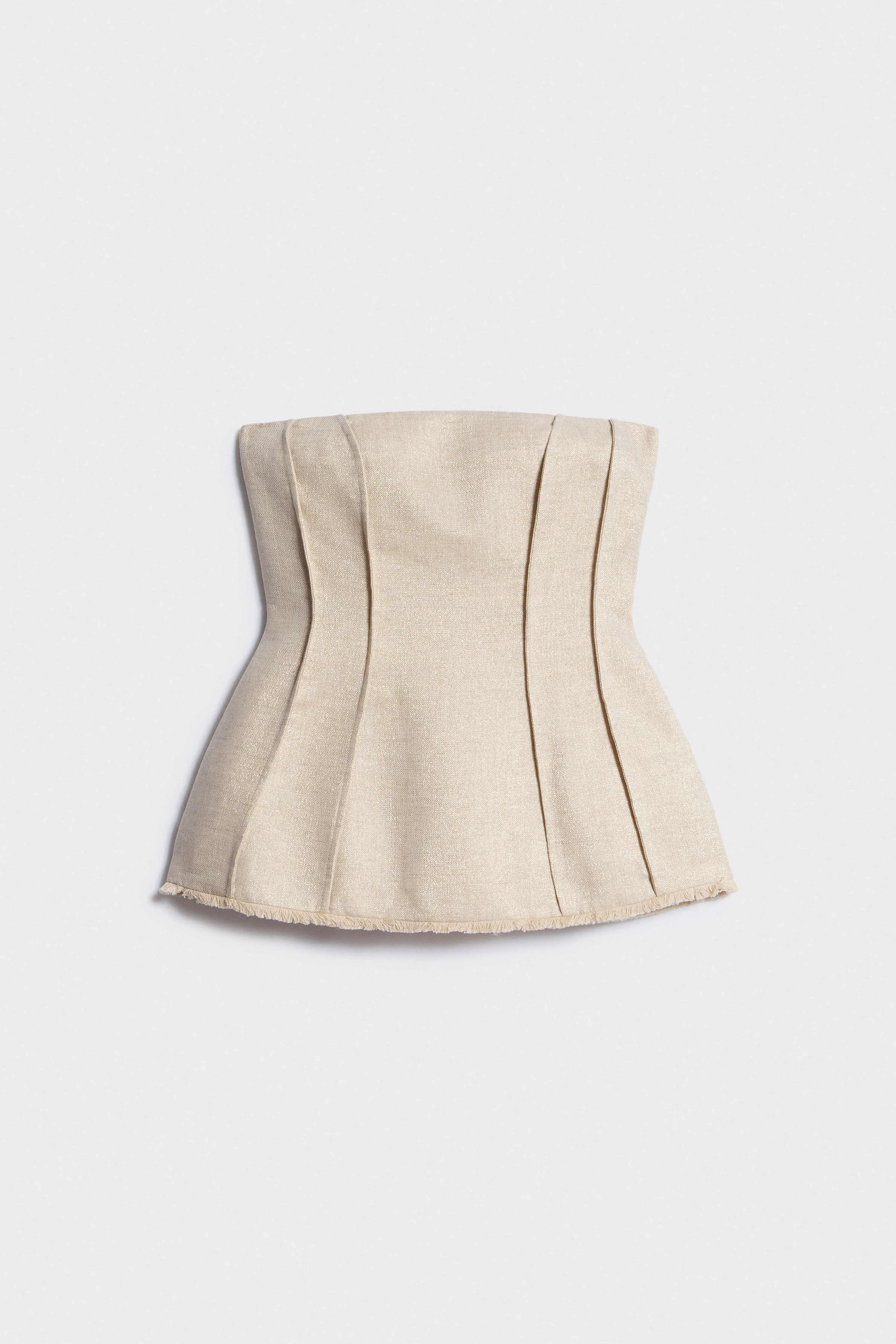 METALLIC THREAD LINEN HOURGLASS TOP - Image 6
