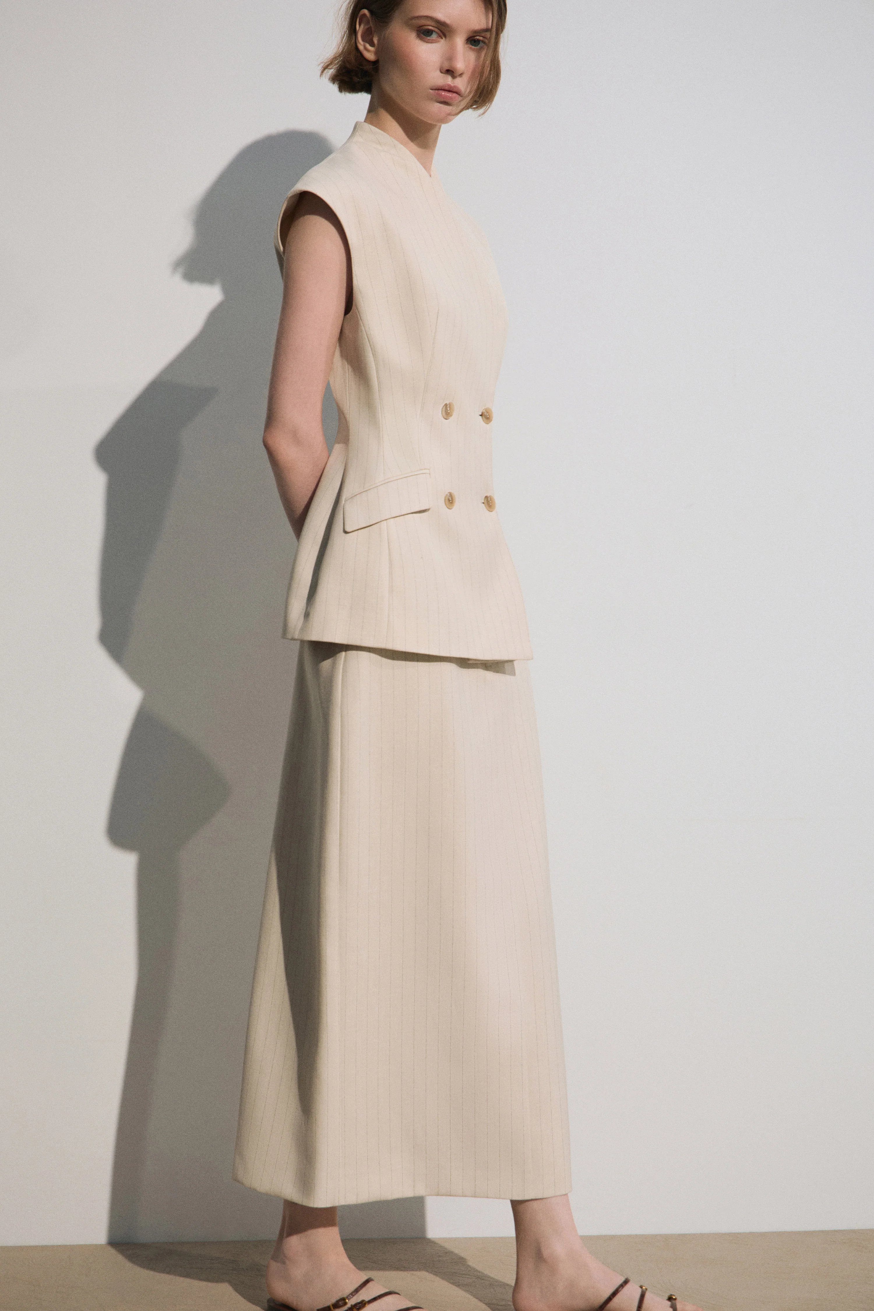 MIDI LINEN-BLEND SKIRT - Image 3