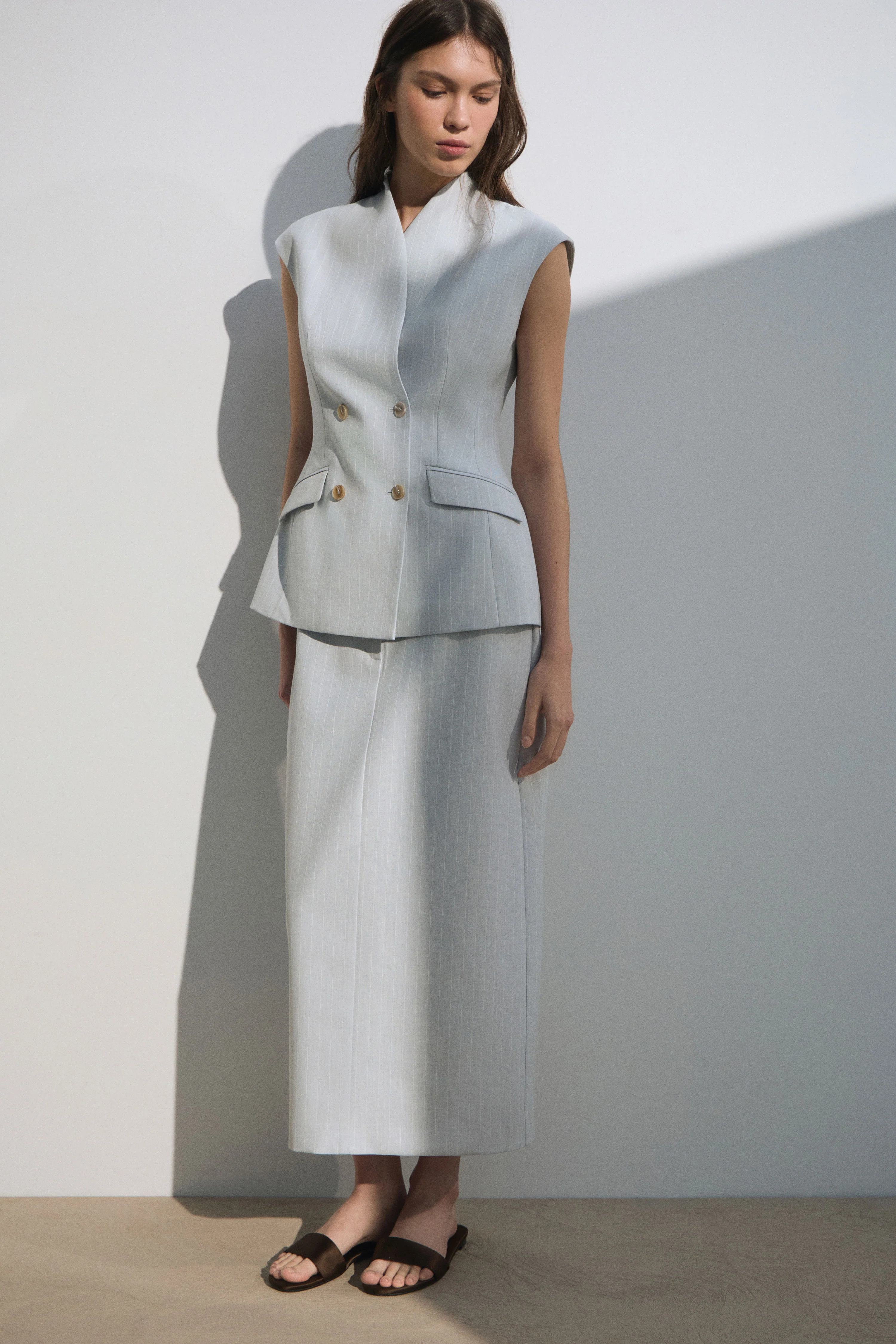 MIDI LINEN-BLEND SKIRT - Image 3