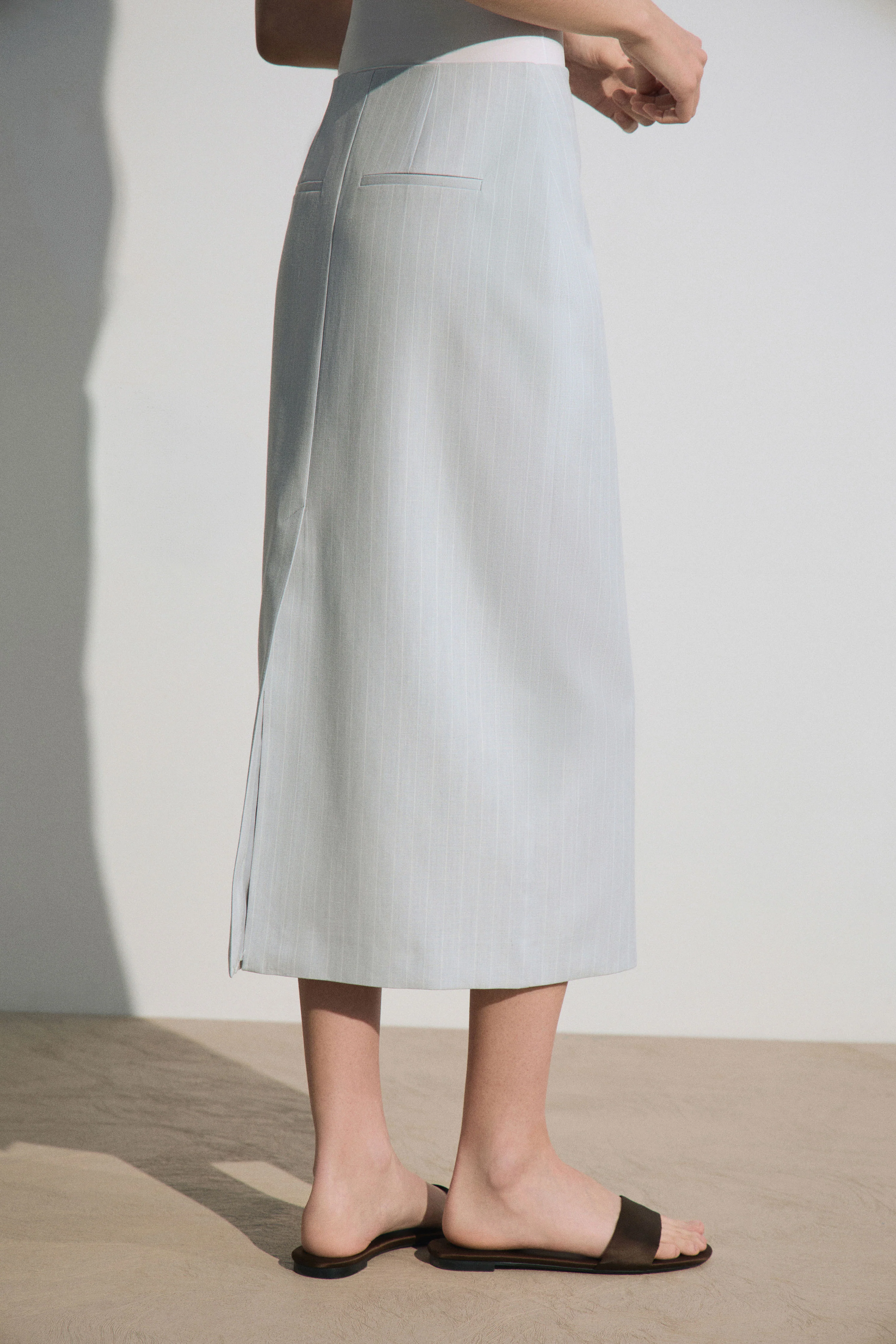 MIDI LINEN-BLEND SKIRT - Image 4