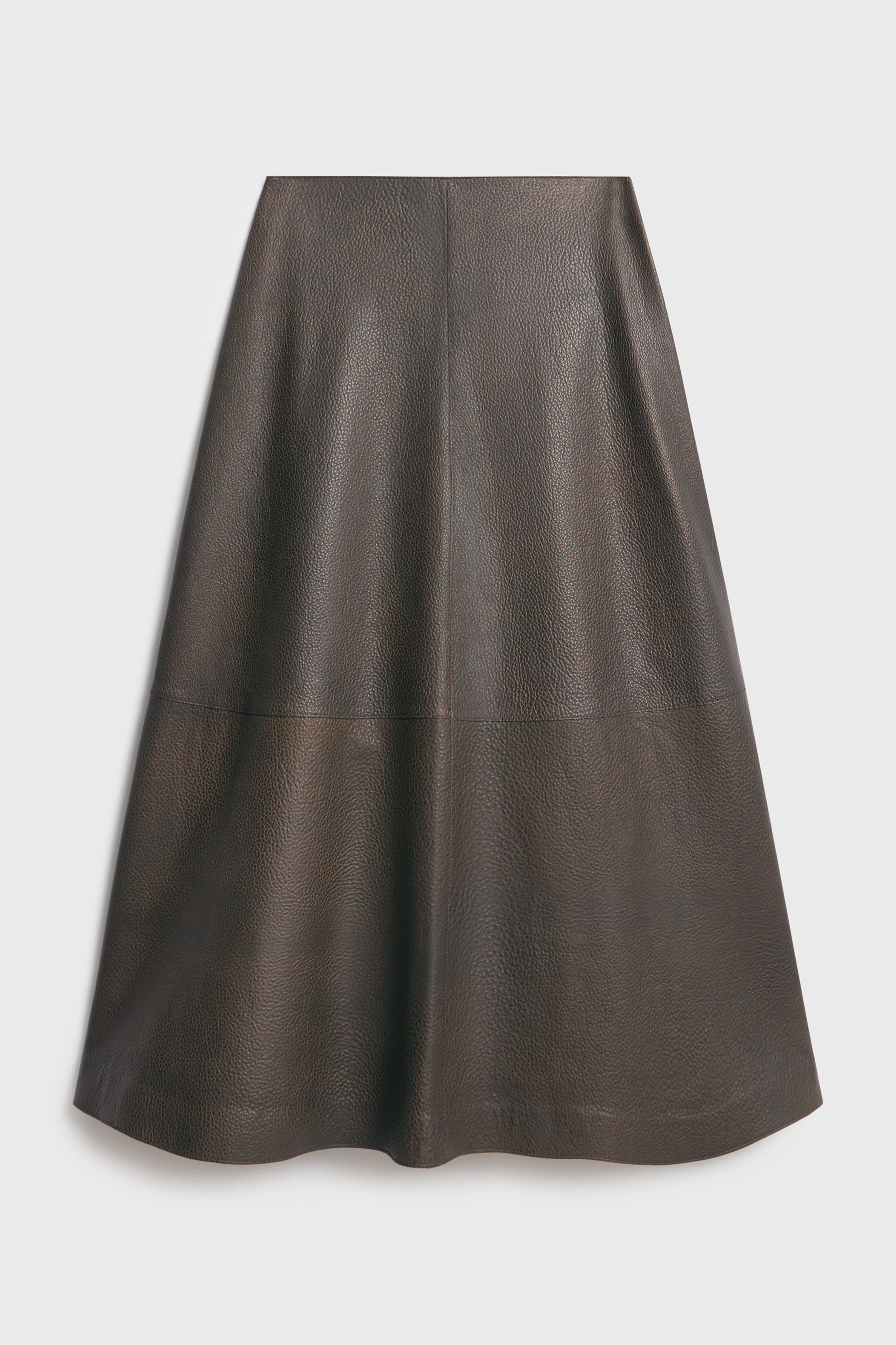 NATURAL LEATHER MIDI SKIRT - Image 6