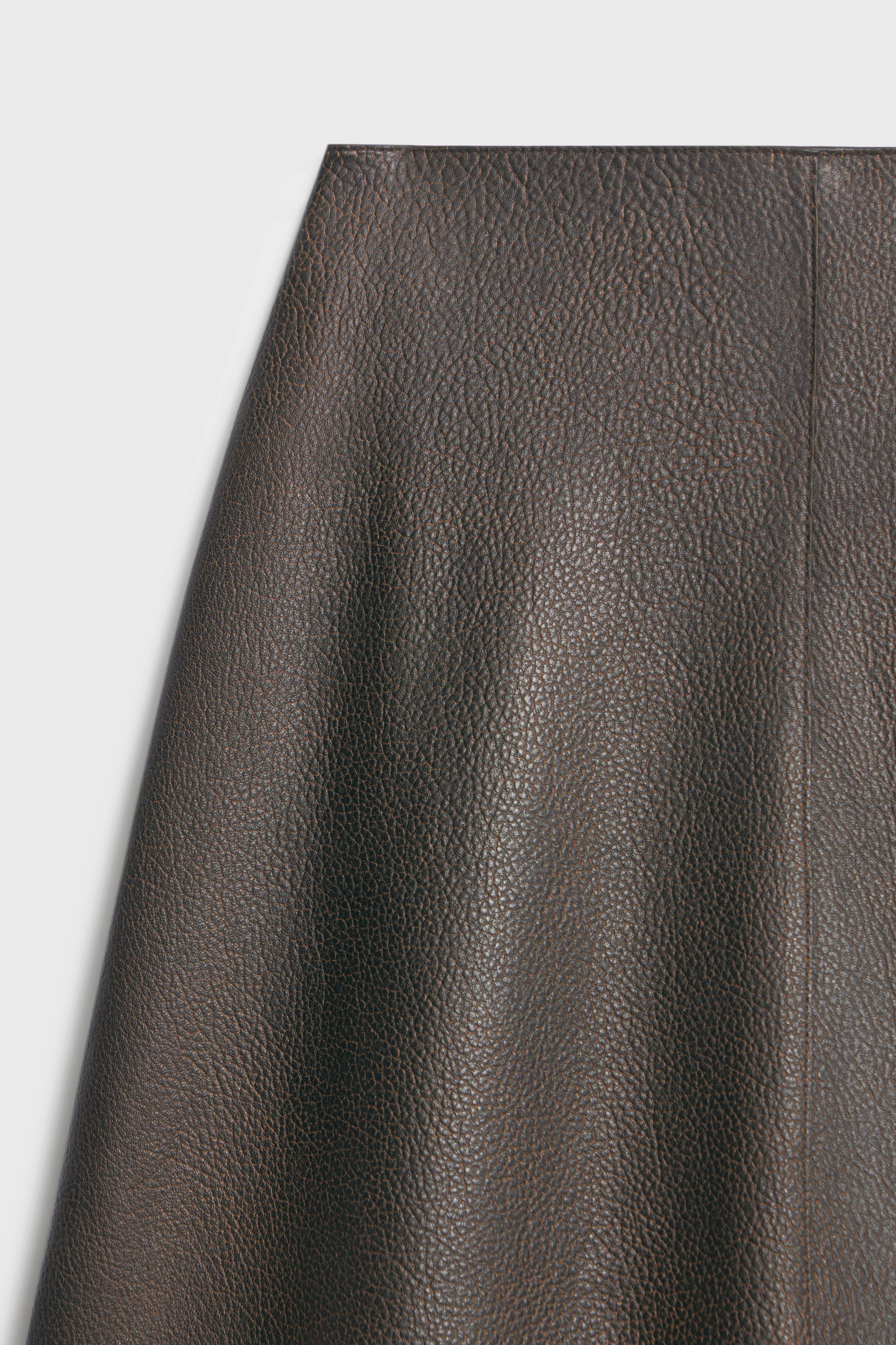 NATURAL LEATHER MIDI SKIRT - Image 8