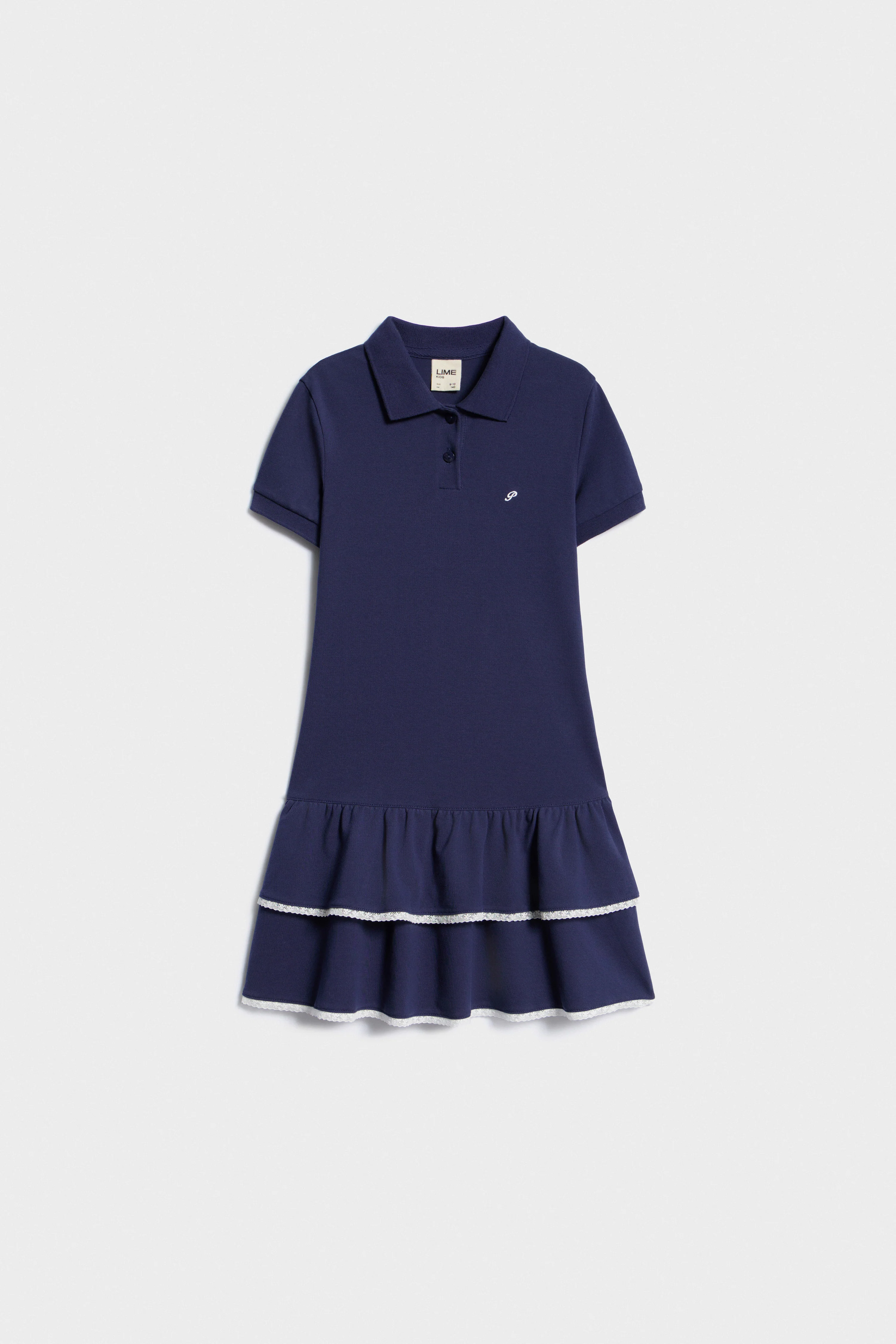 PIQUÉ POLO DRESS WITH LACE TRIM - Image 5