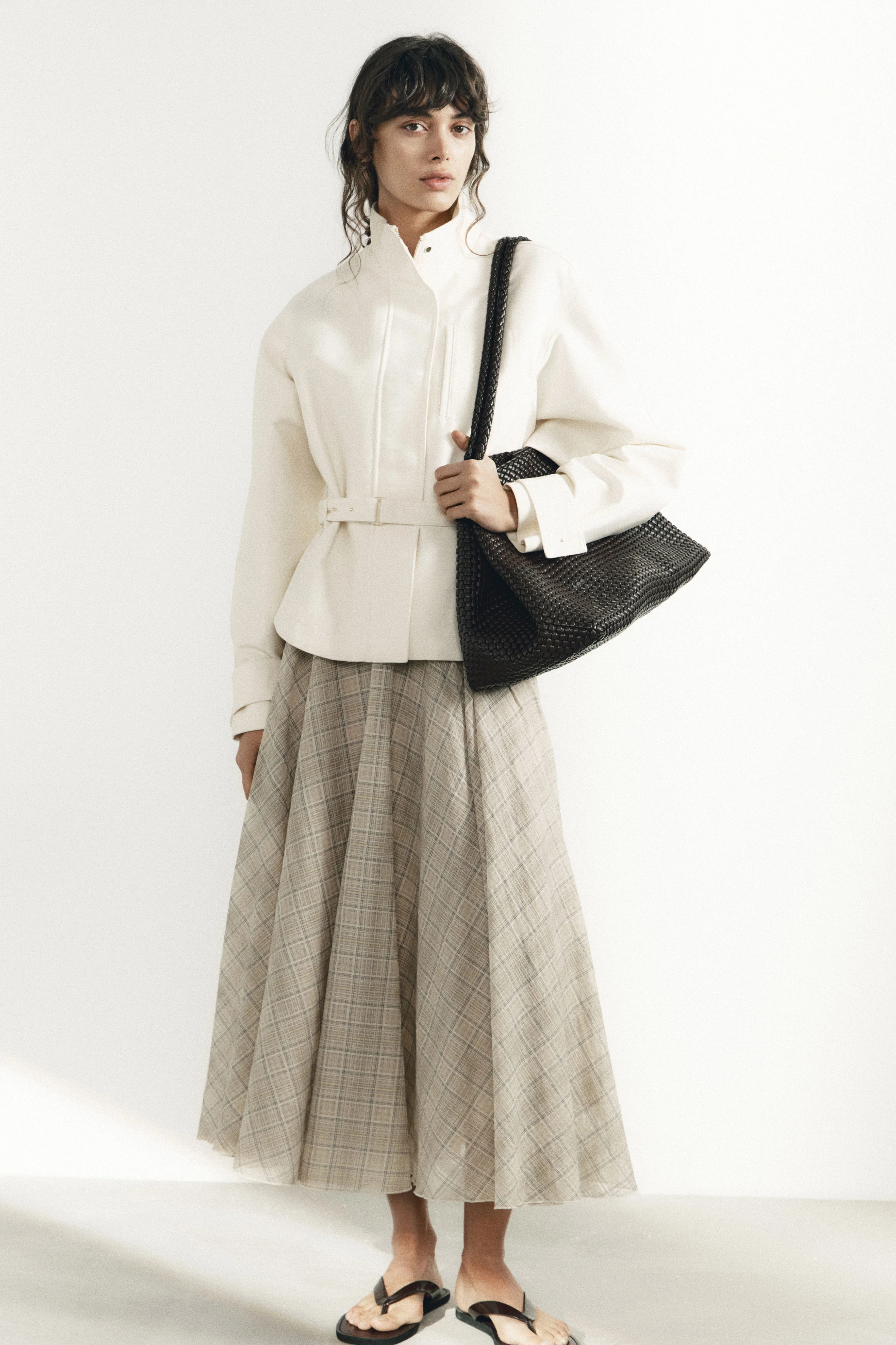 FLARED COTTON-BLEND SKIRT