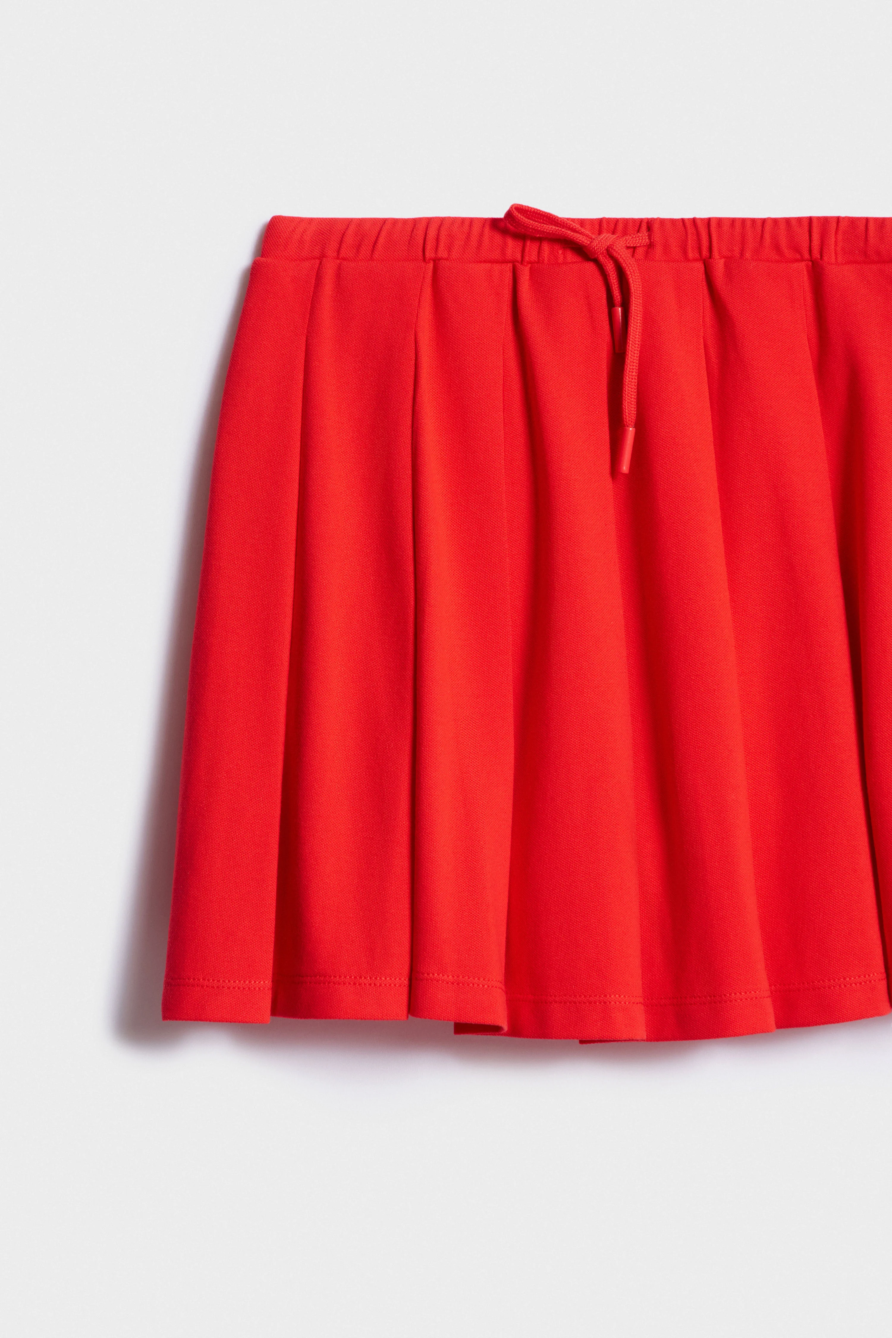PLEATED COTTON PIQUÉ SKIRT - Image 5