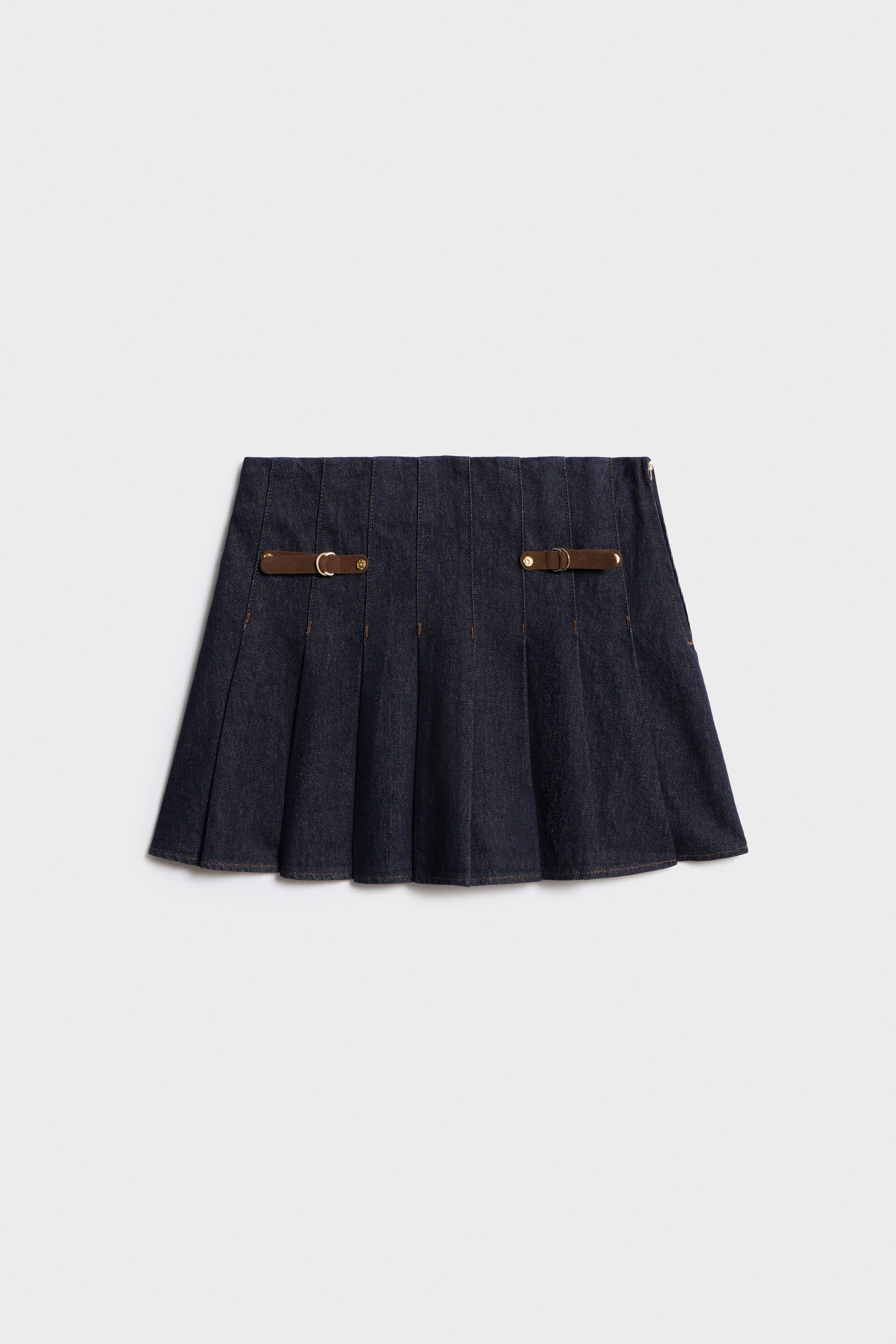 FAUX SUEDE DETAIL DENIM MINI SKIRT - Image 3