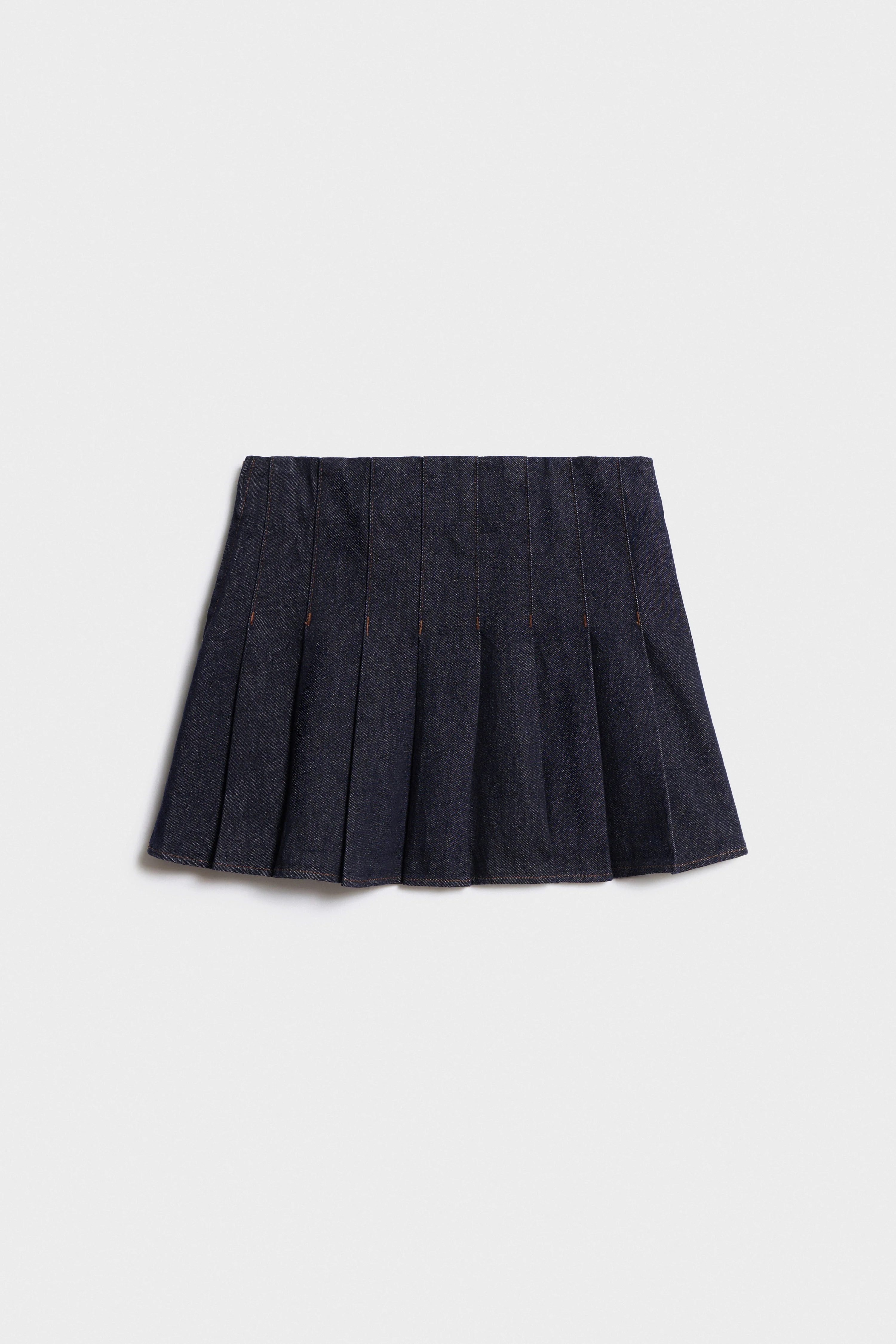 FAUX SUEDE DETAIL DENIM MINI SKIRT - Image 5
