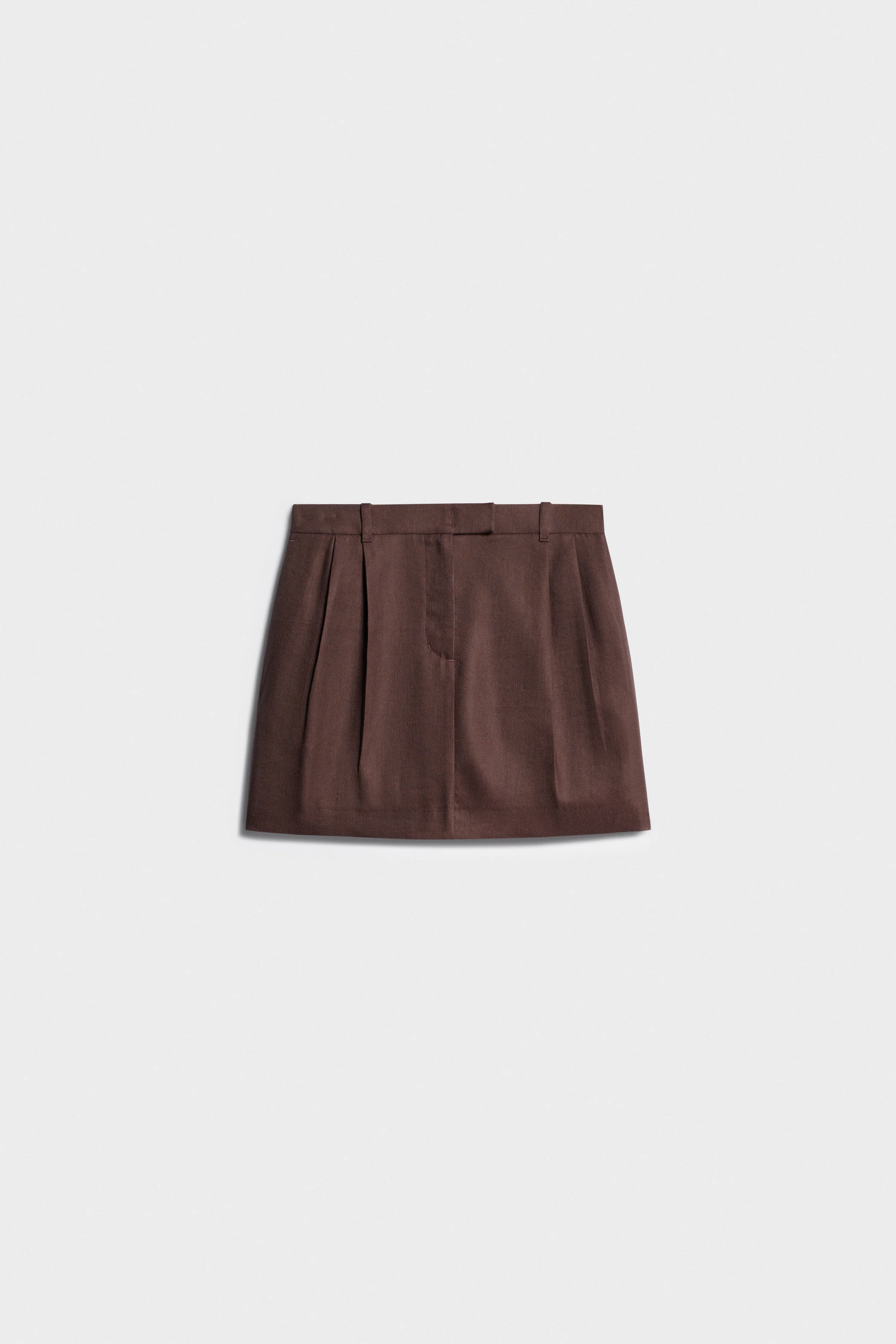 PLEATED VISCOSE-LINEN MINI SKIRT - Image 5