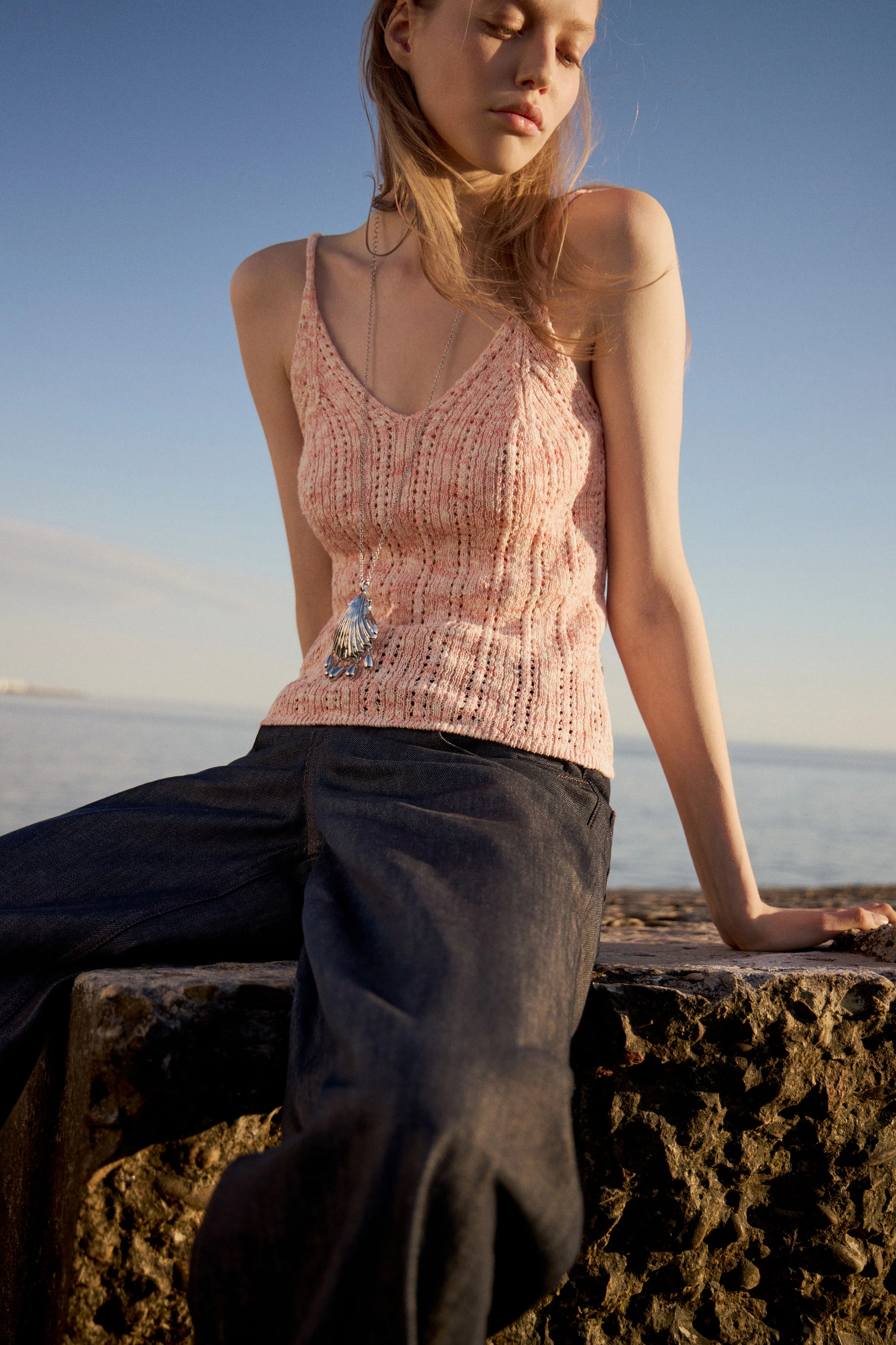 POINTELLE-KNIT COTTON TOP