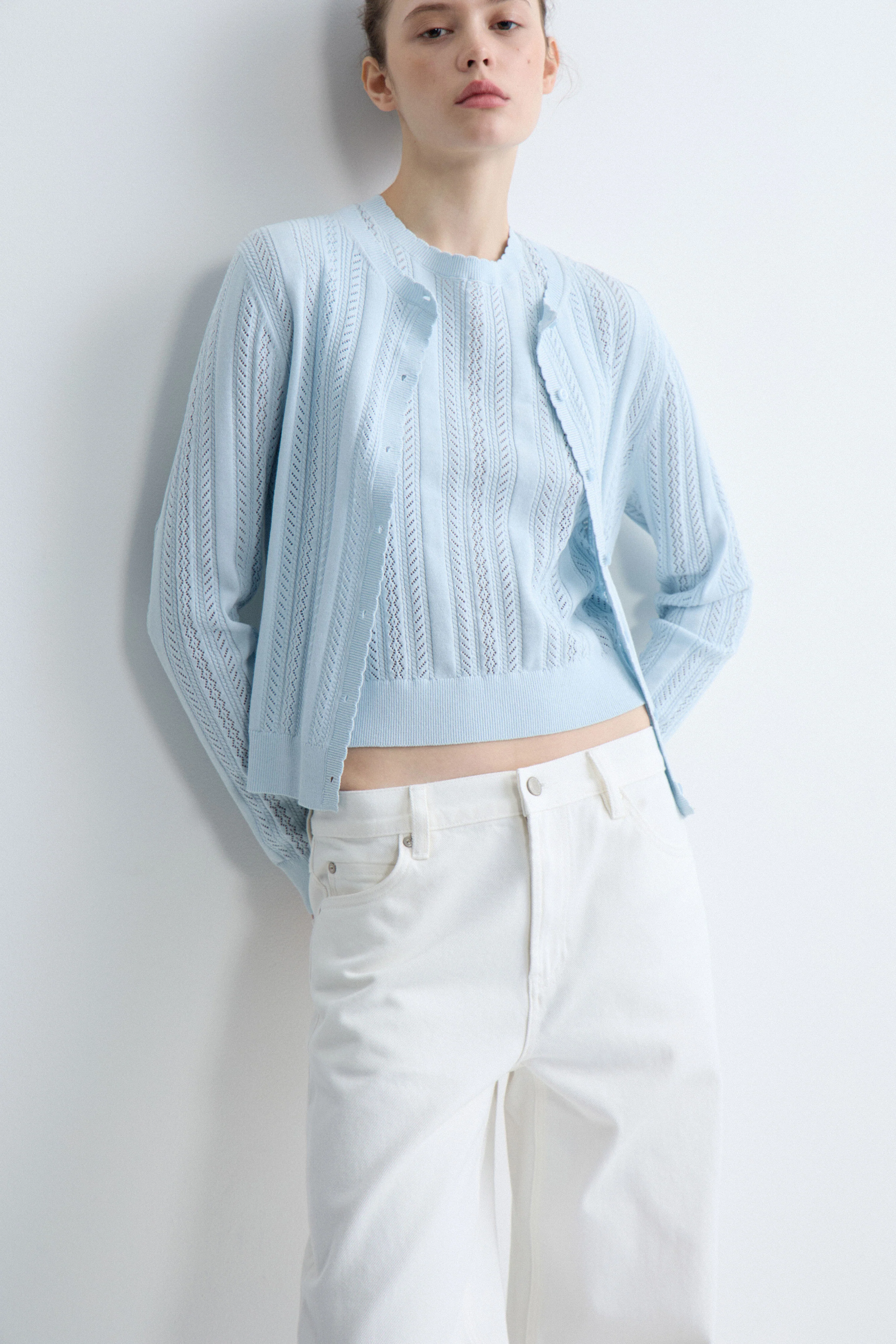 POINTELLE-KNIT VISCOSE-BLEND CARDIGAN - Image 2