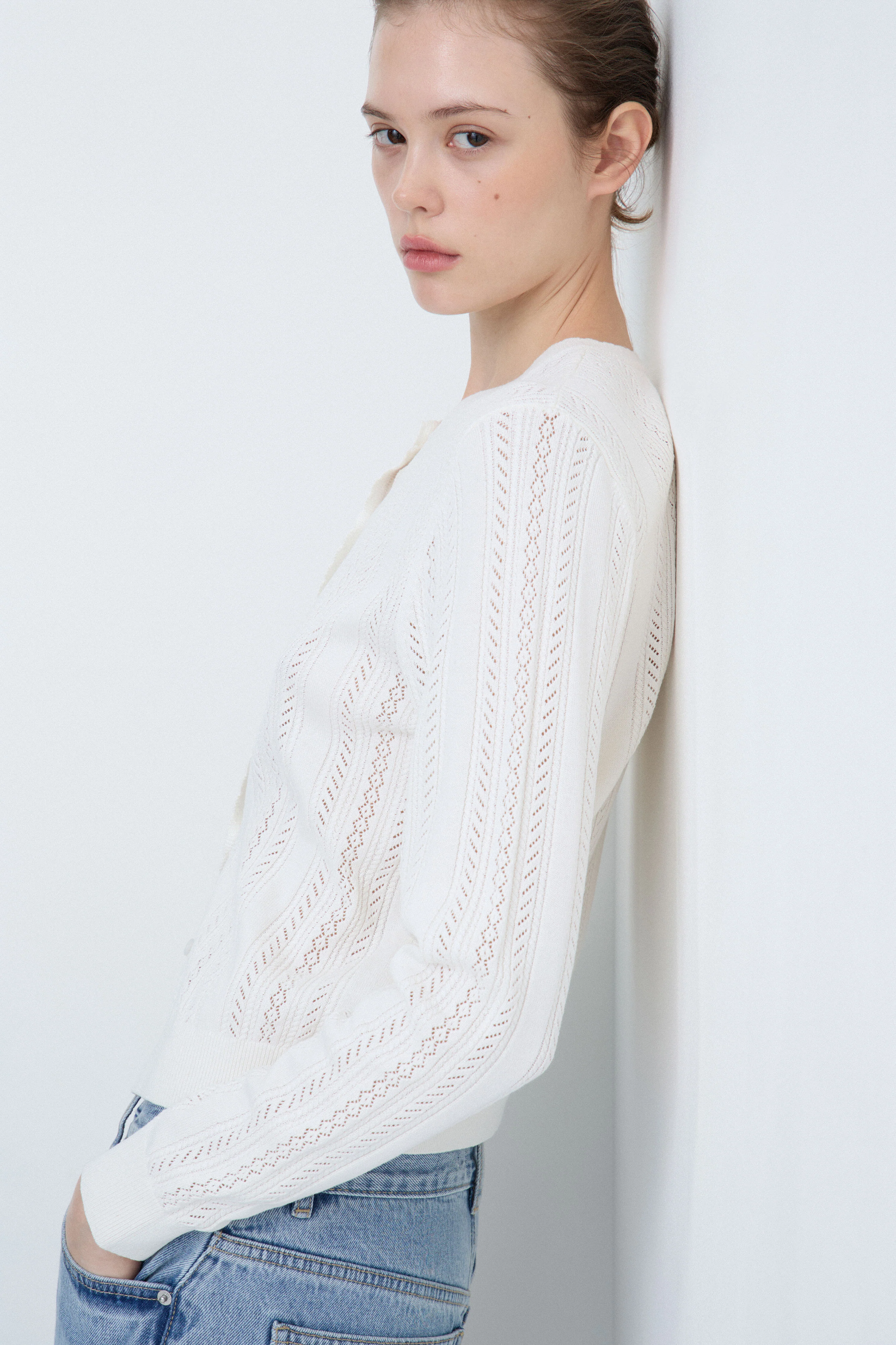 POINTELLE-KNIT VISCOSE-BLEND CARDIGAN - Image 2
