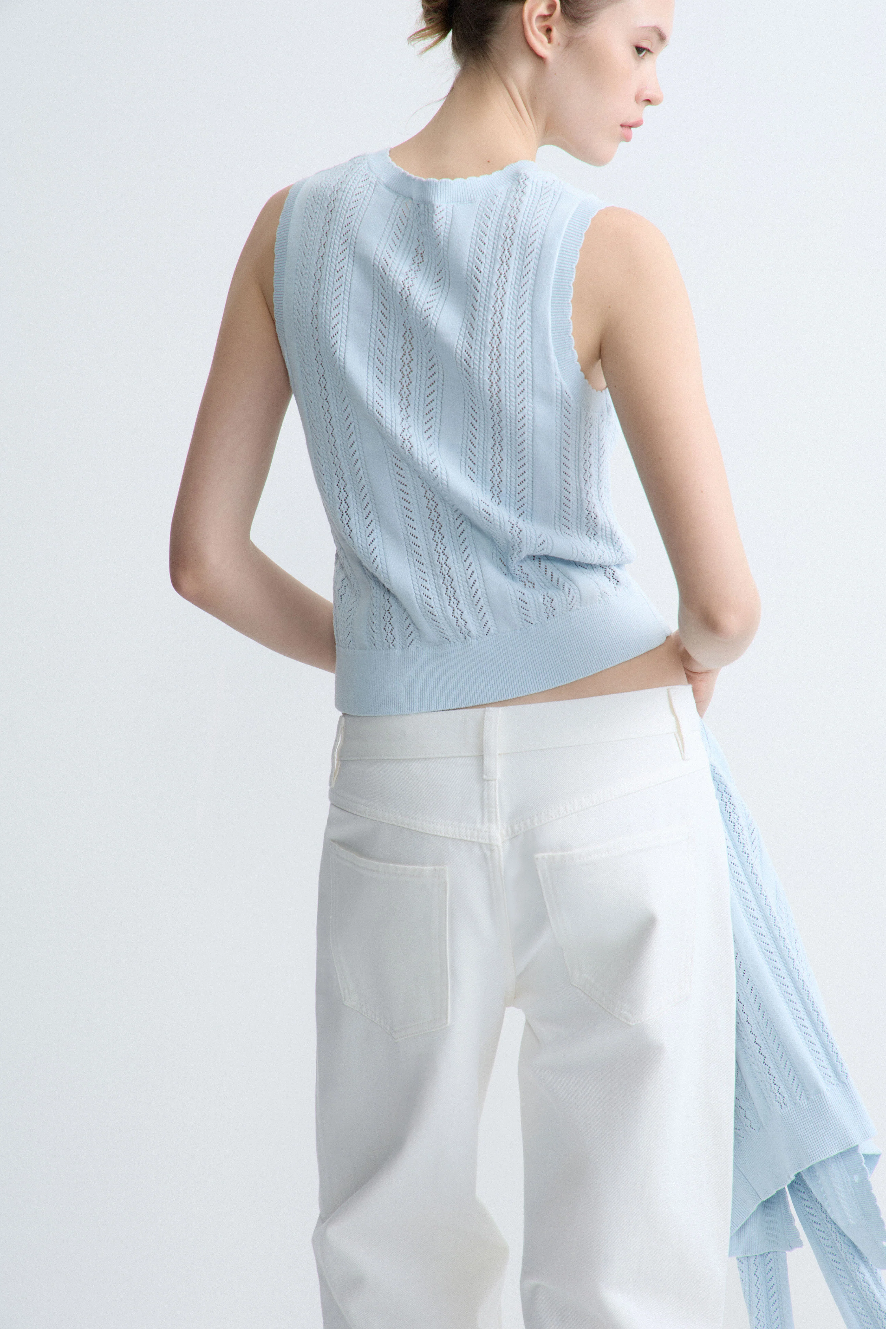 POINTELLE-KNIT VISCOSE-BLEND TOP - Image 3